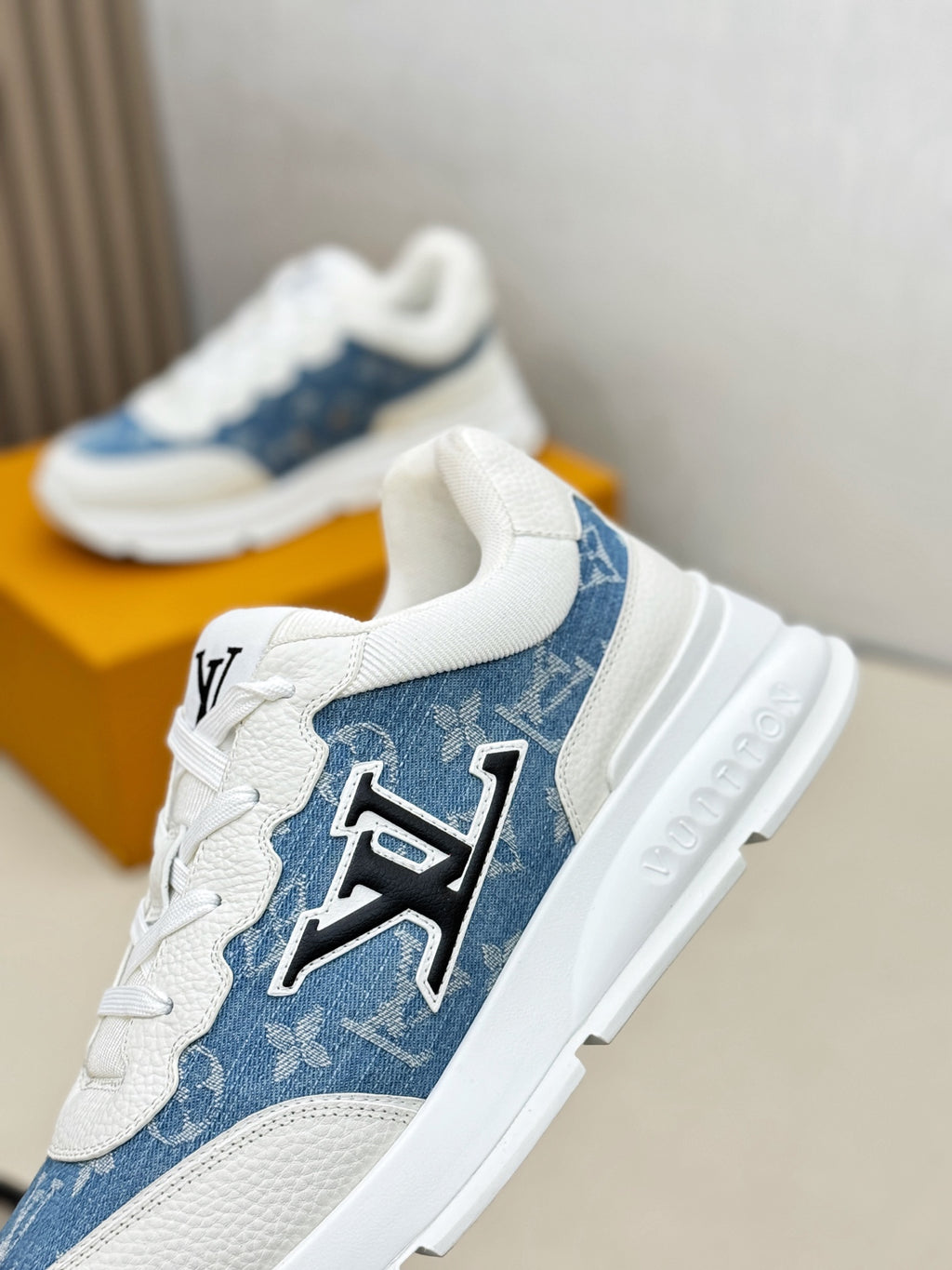 Louis Vuitton Sneakers - White with Blue Denim LV Monogram