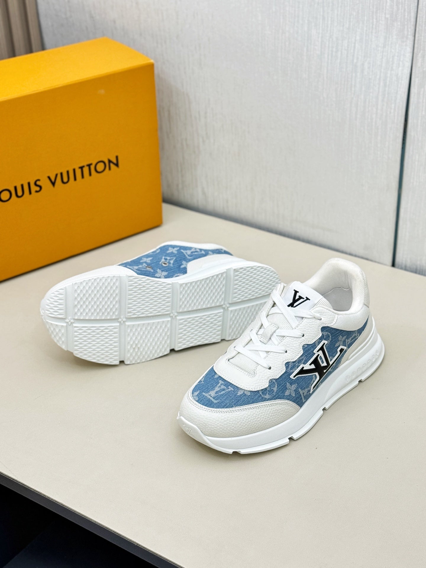 Louis Vuitton Sneakers - White with Blue Denim LV Monogram