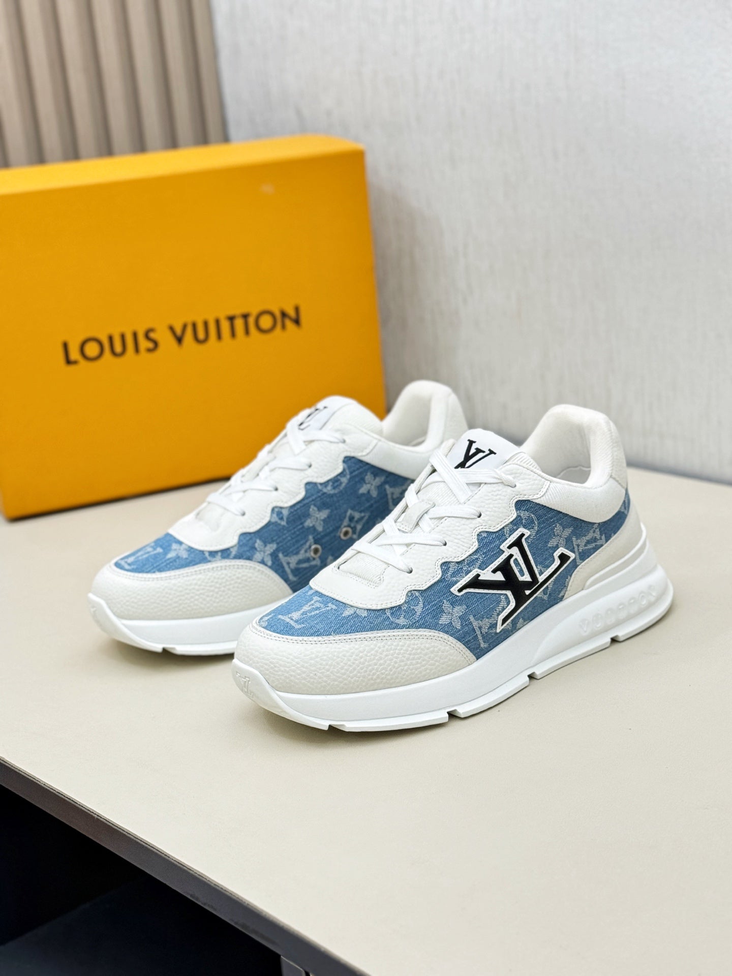 Louis Vuitton Sneakers - White with Blue Denim LV Monogram