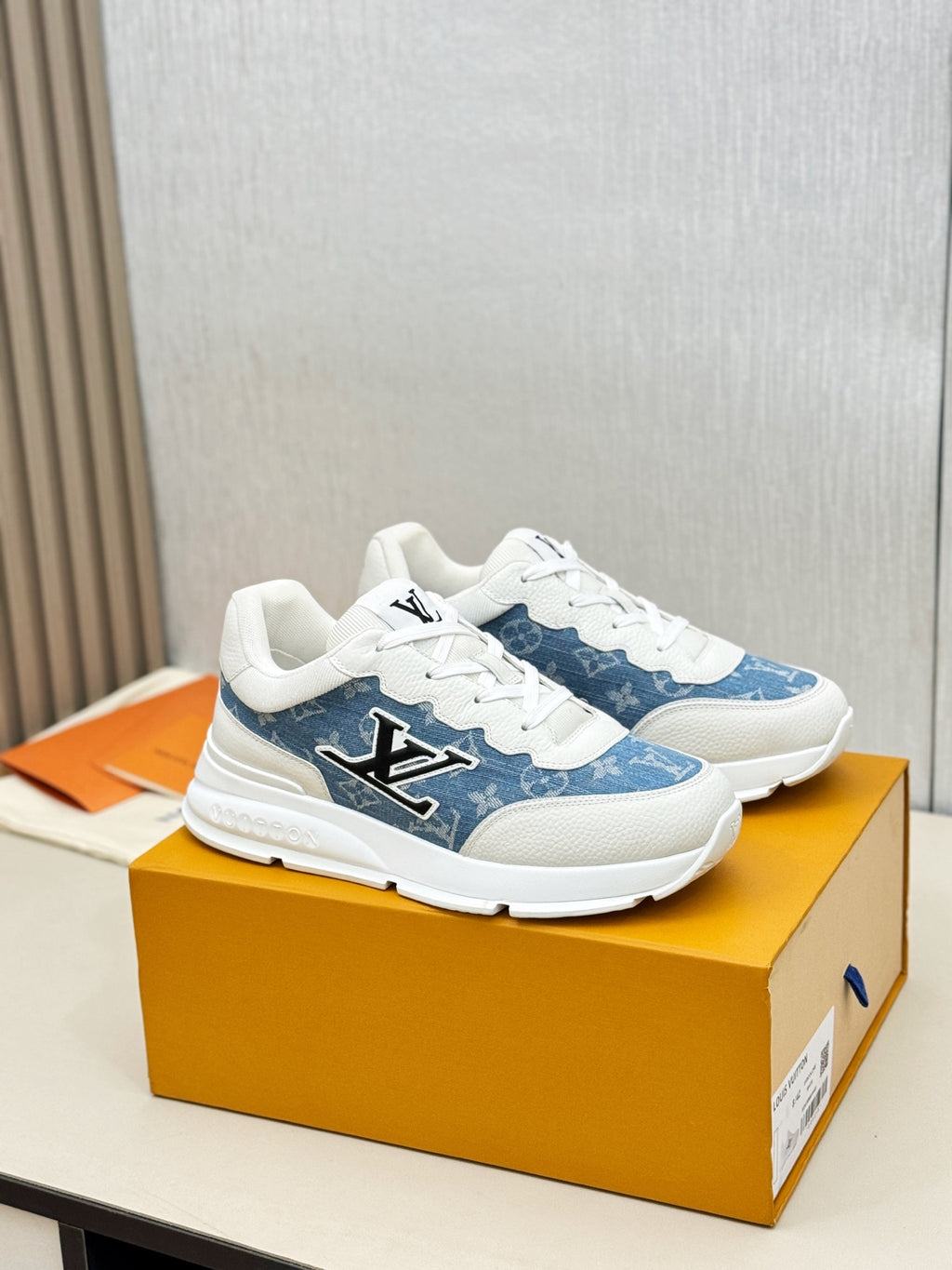 Louis Vuitton Sneakers - White with Blue Denim LV Monogram