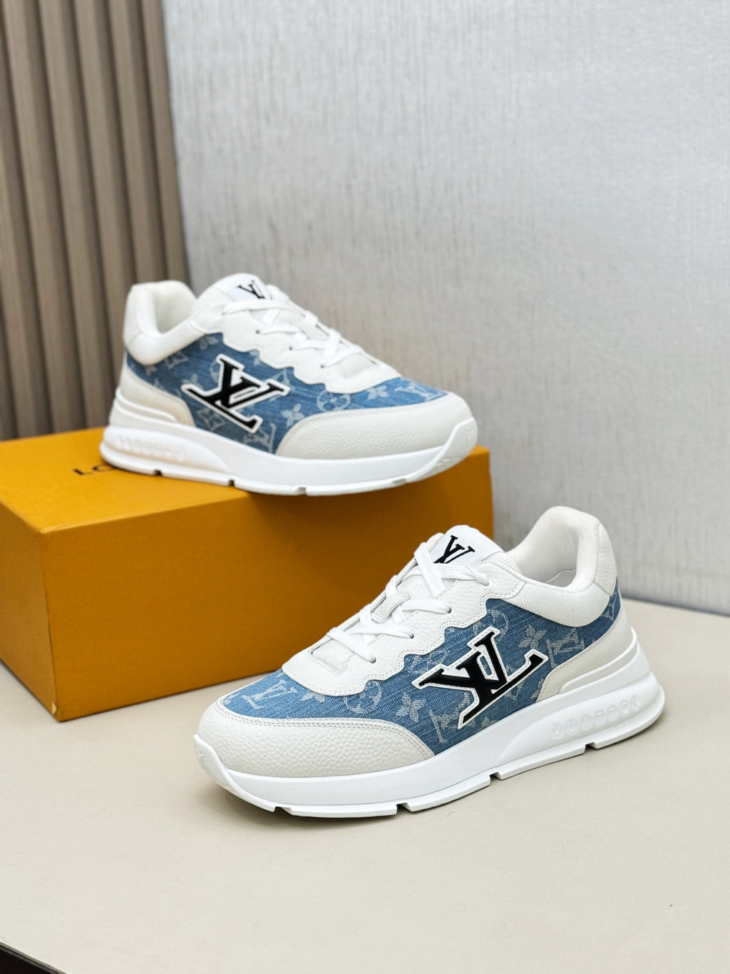 Louis Vuitton Sneakers - White with Blue Denim LV Monogram