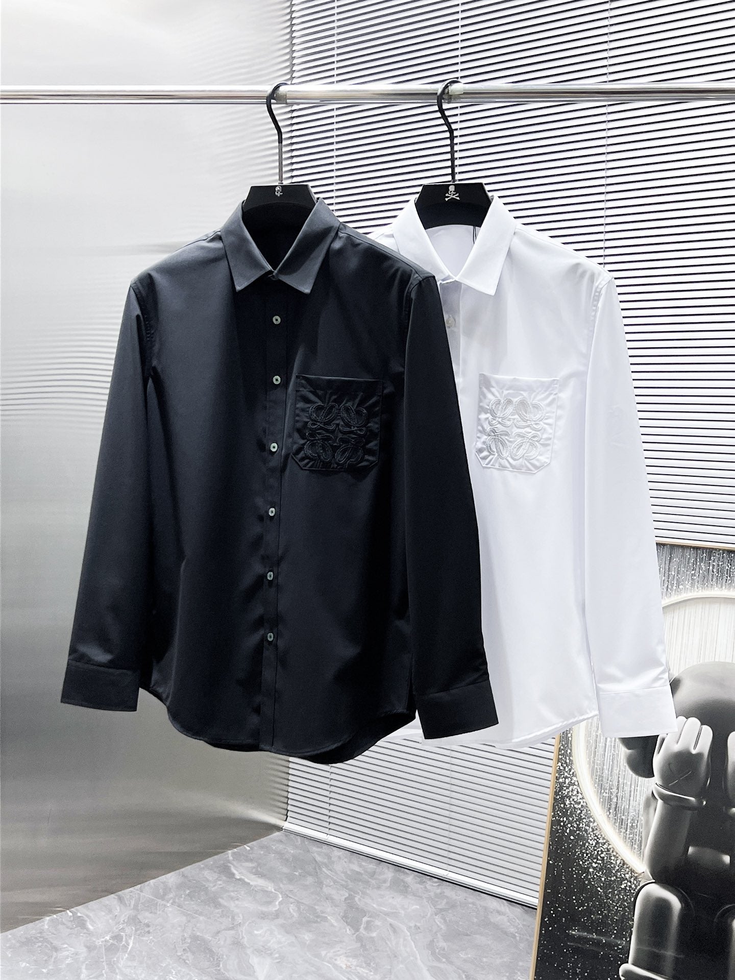 Loewe Embroidered Anagram Logo Shirt - White & Black