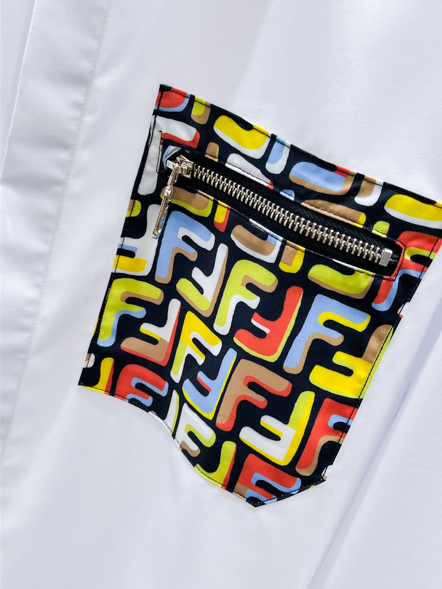 Fendi FF Logo Pocket Shirt - White & Black