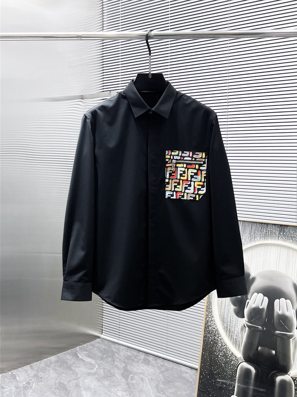 Fendi FF Logo Pocket Shirt - White & Black