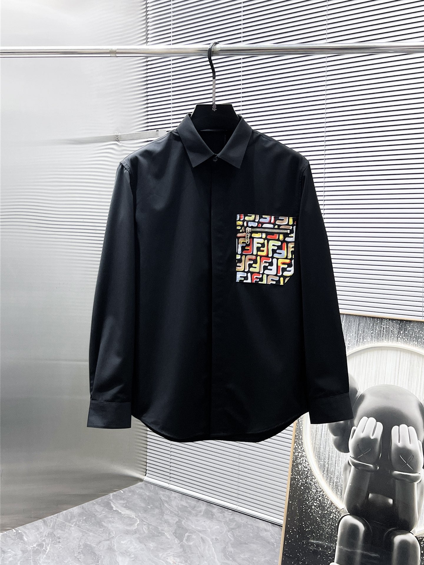 Fendi FF Logo Pocket Shirt - White & Black