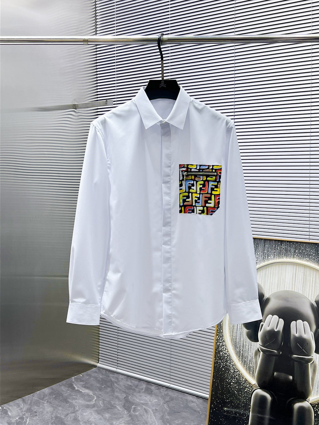 Fendi FF Logo Pocket Shirt - White & Black