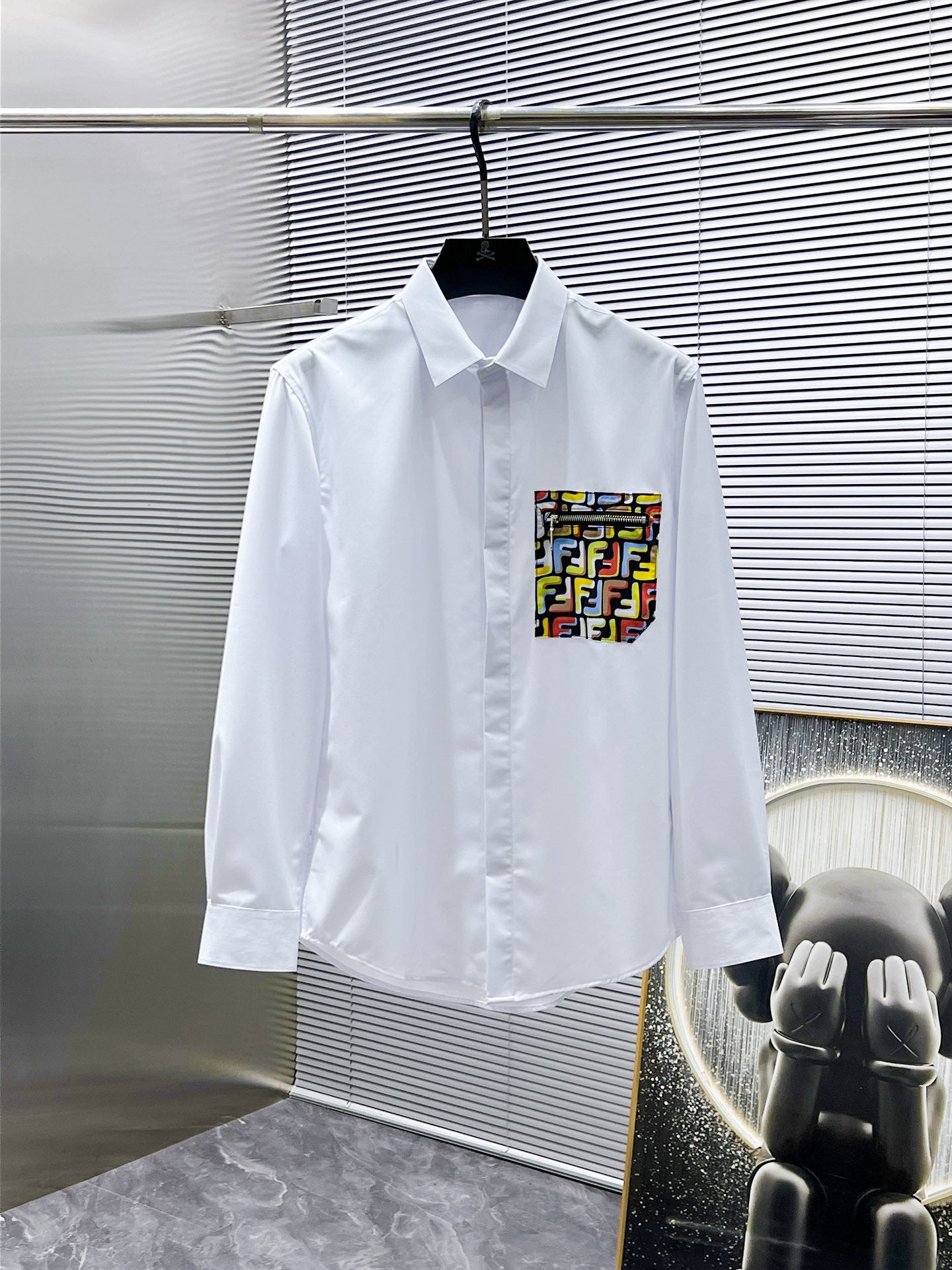 Fendi FF Logo Pocket Shirt - White & Black