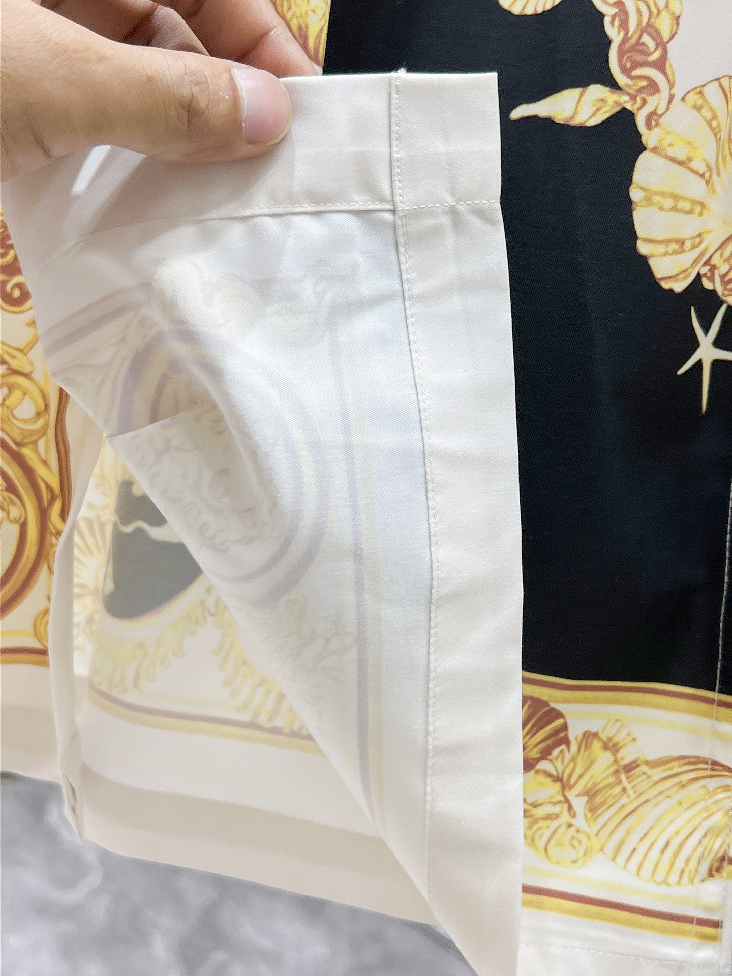 Versace Baroque Mermaid Seahorse Print Shirt - White & Black