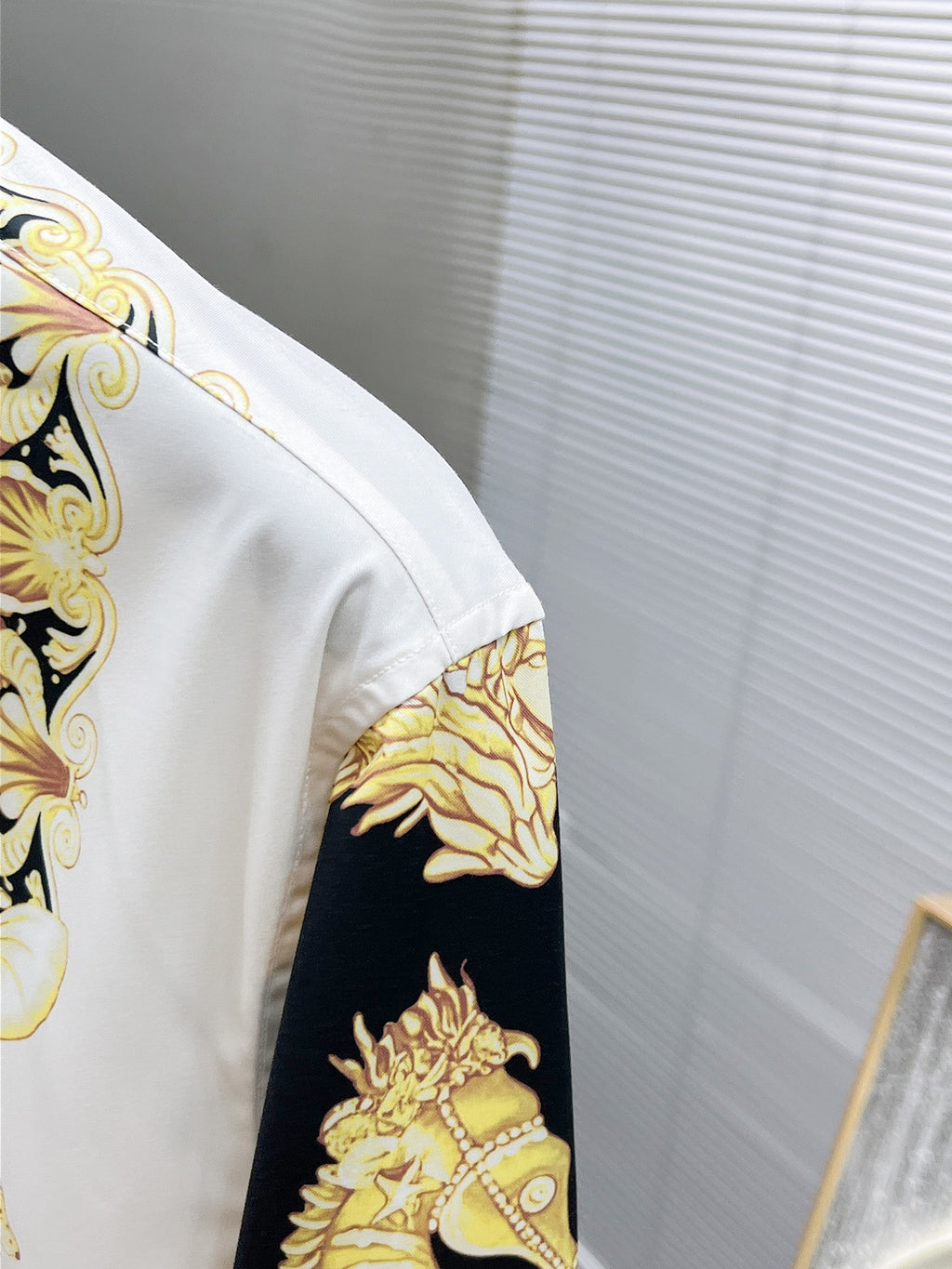 Versace Baroque Mermaid Seahorse Print Shirt - White & Black