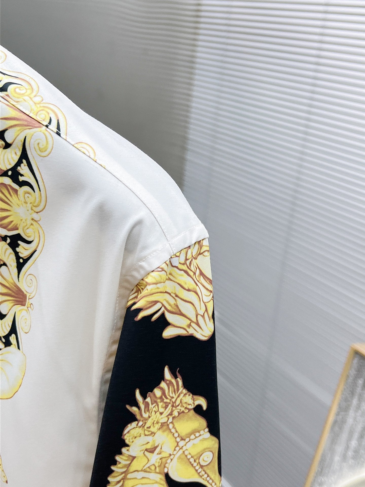 Versace Baroque Mermaid Seahorse Print Shirt - White & Black