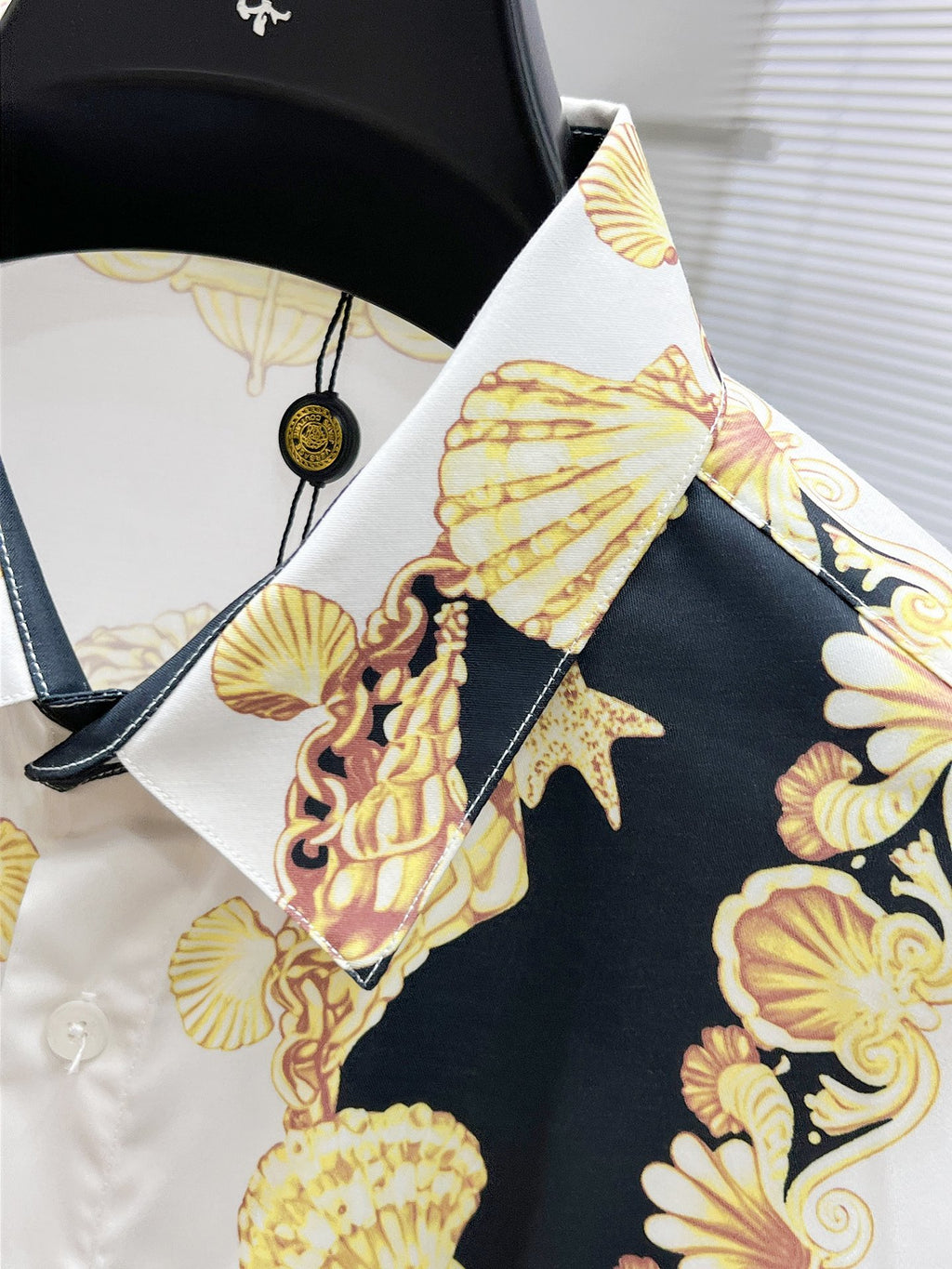Versace Baroque Mermaid Seahorse Print Shirt - White & Black