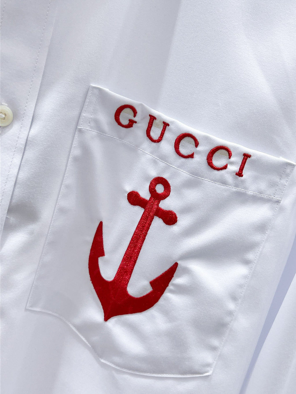 Gucci Anchor Embroidered Pocket Shirt - Black & White