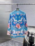 Versace Baroque Ocean Mermaid Print Shirt - Turquoise Blue
