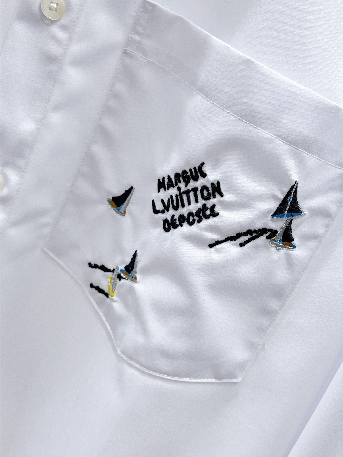 Louis Vuitton Airplane Embroidered Shirt - White & Black