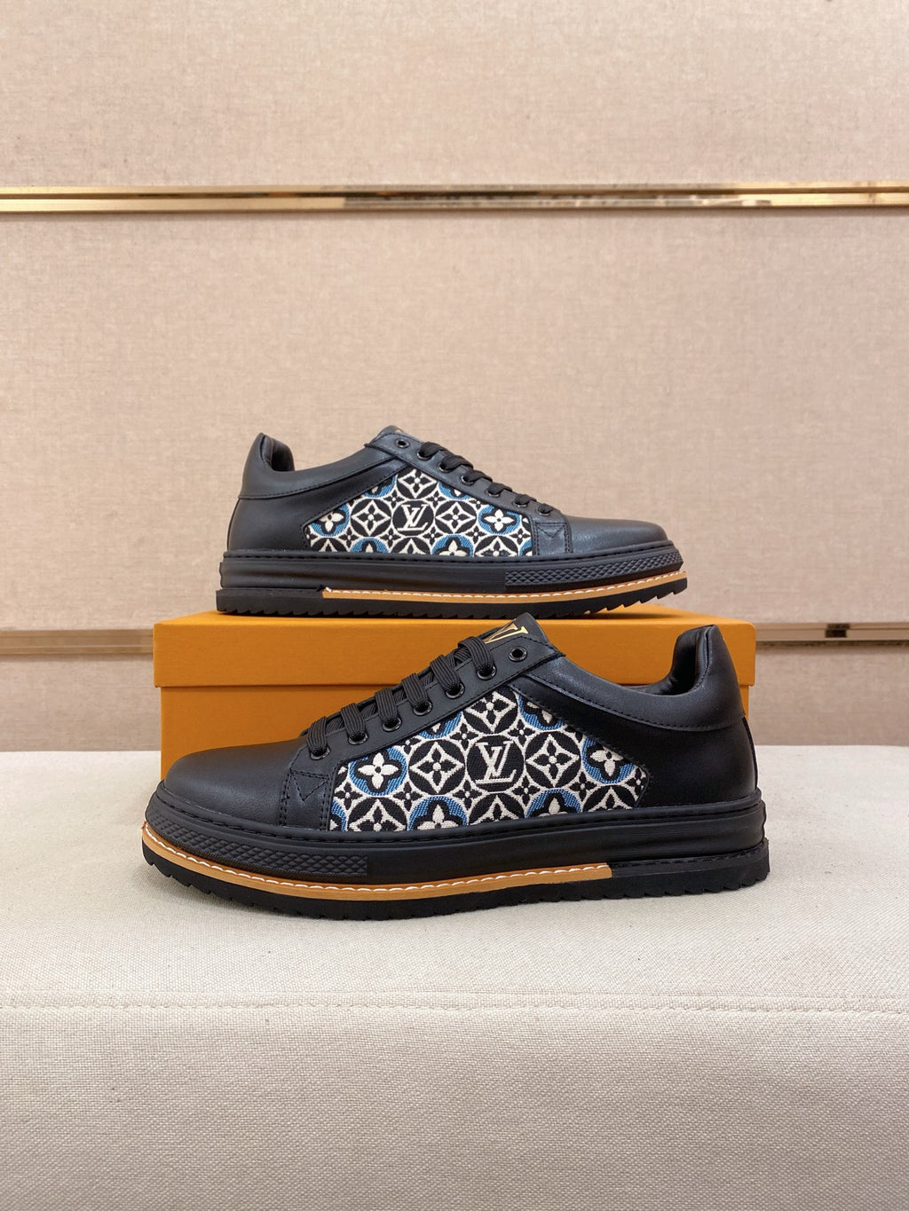Louis Vuitton Sneakers - Navy with White LV Monogram Panel