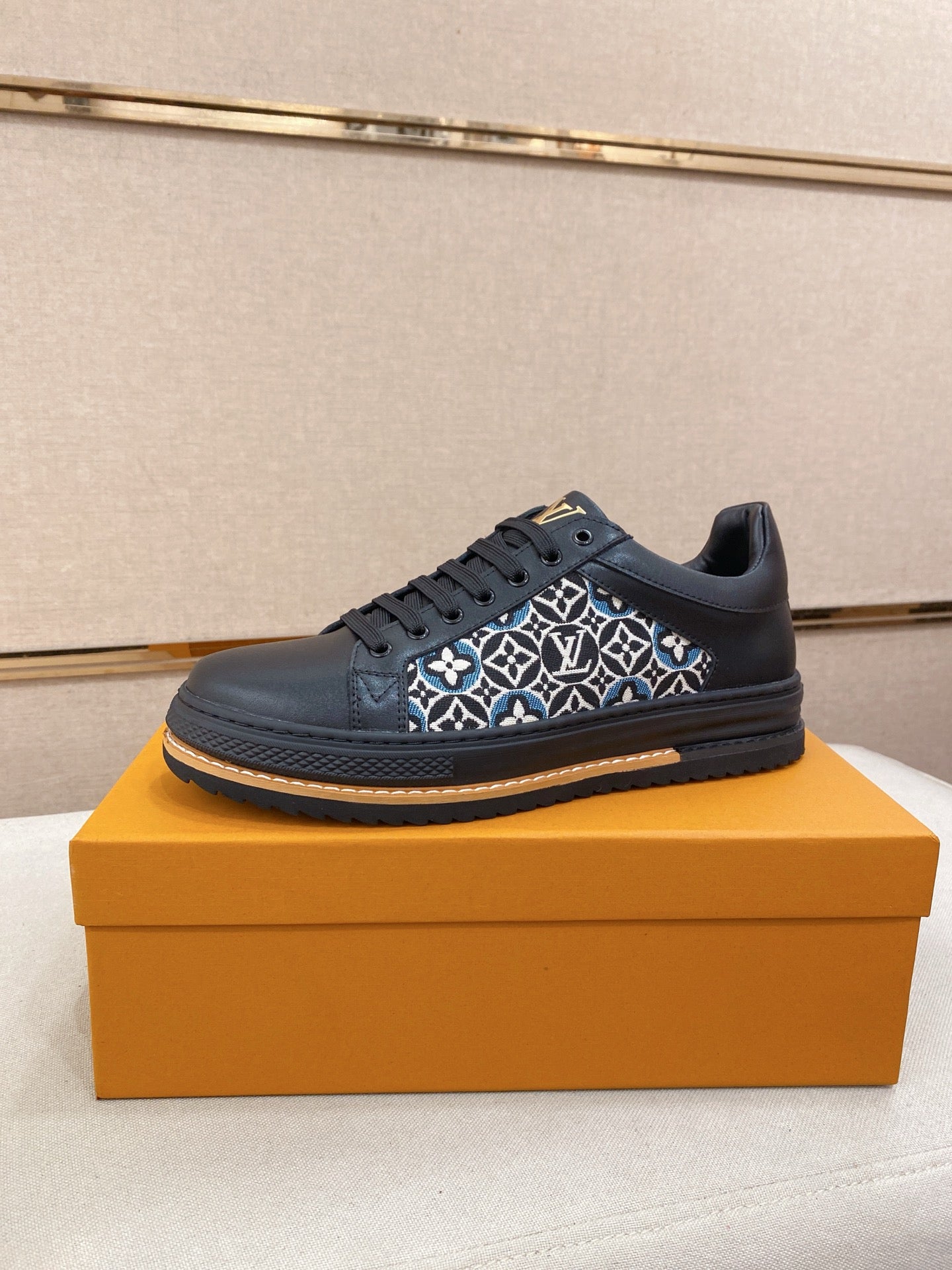 Louis Vuitton Sneakers - Navy with White LV Monogram Panel