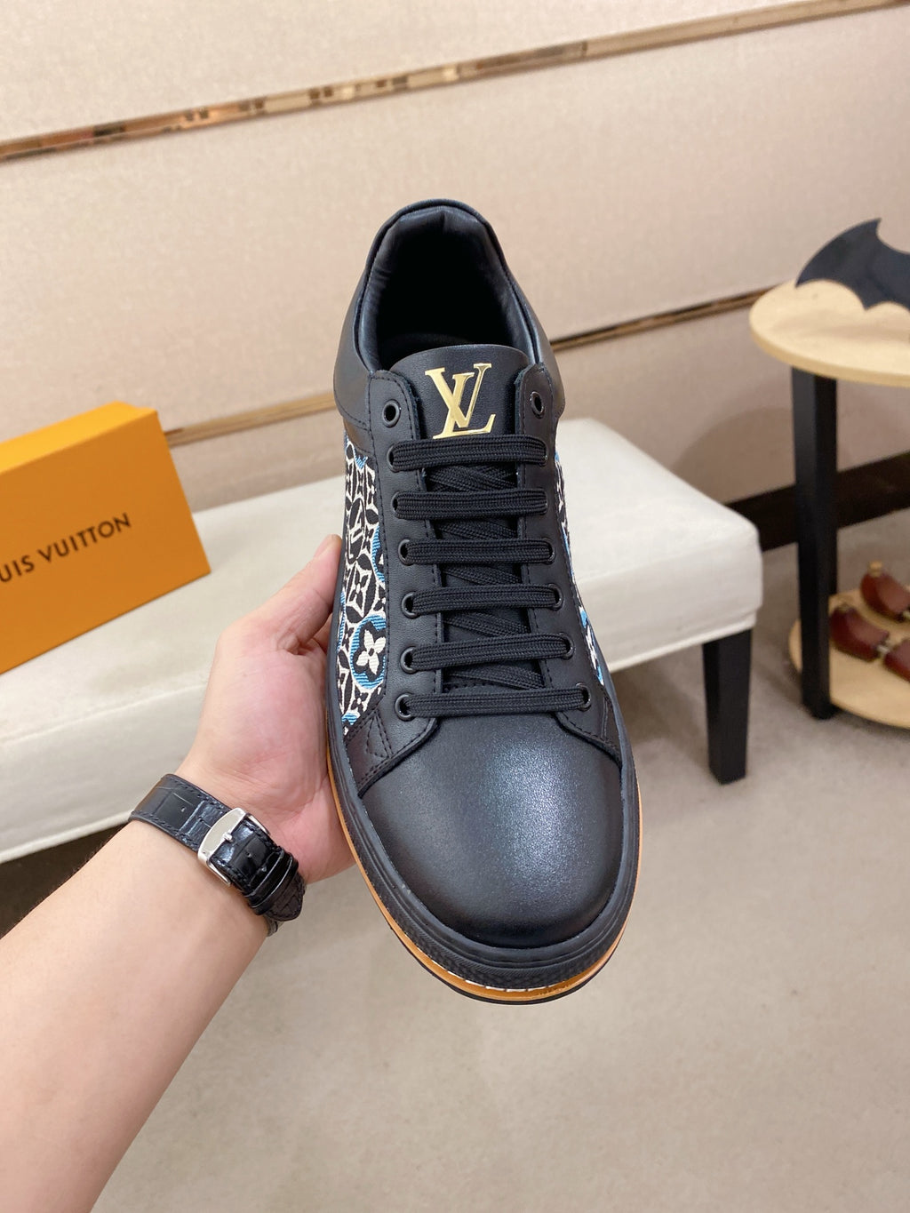 Louis Vuitton Sneakers - Navy with White LV Monogram Panel
