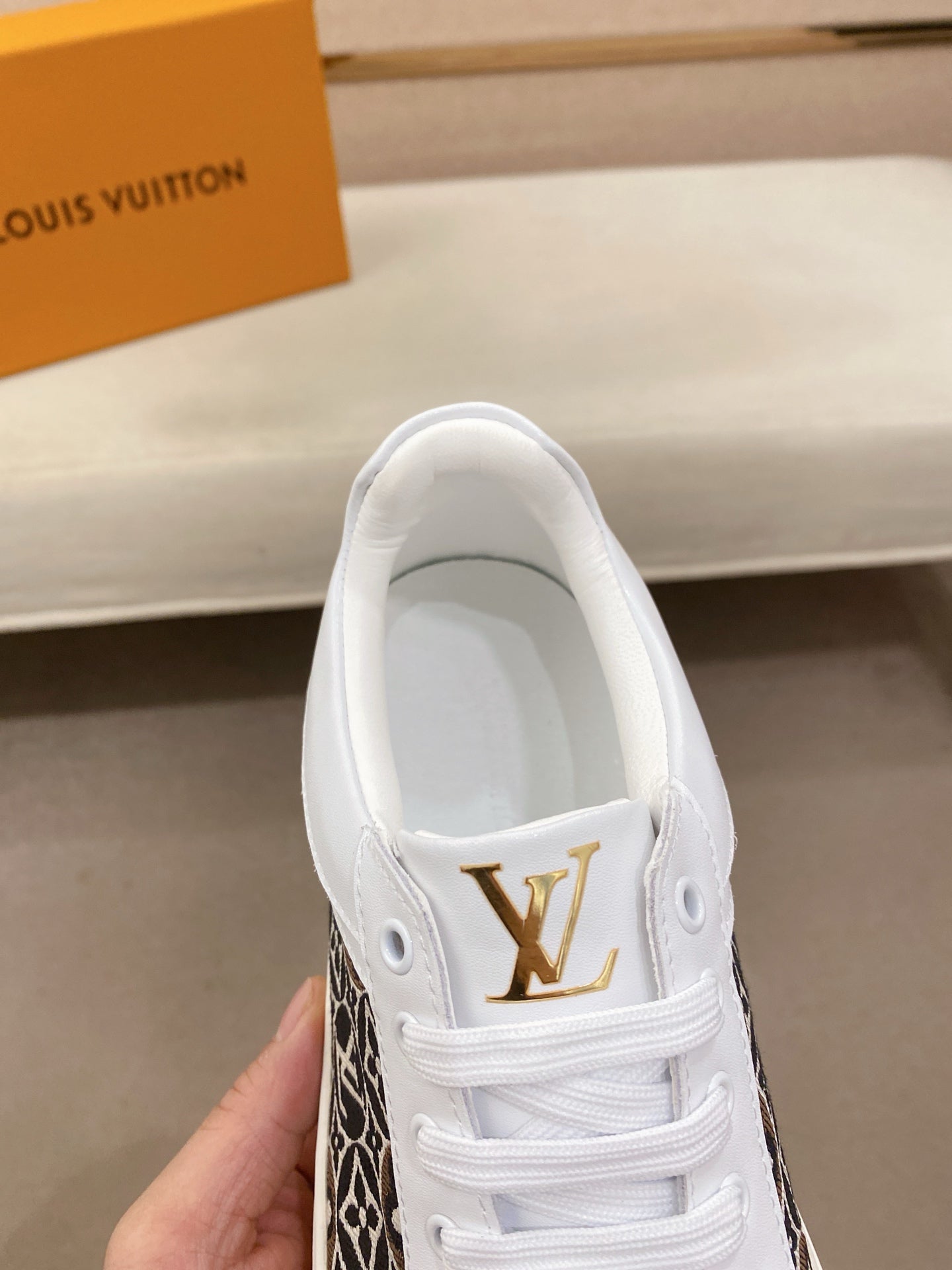 LV Monogram Platform Sneakers - White & Black