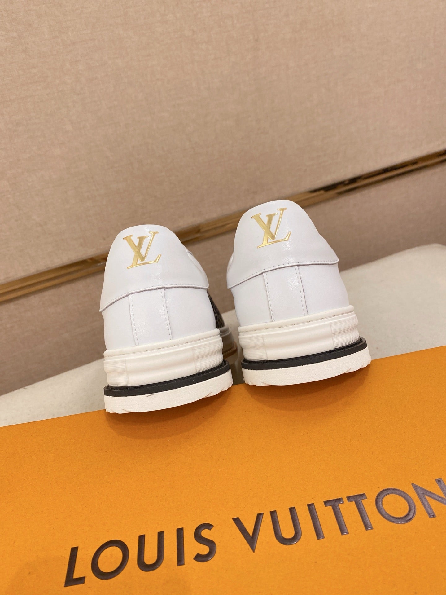 LV Monogram Platform Sneakers - White & Black