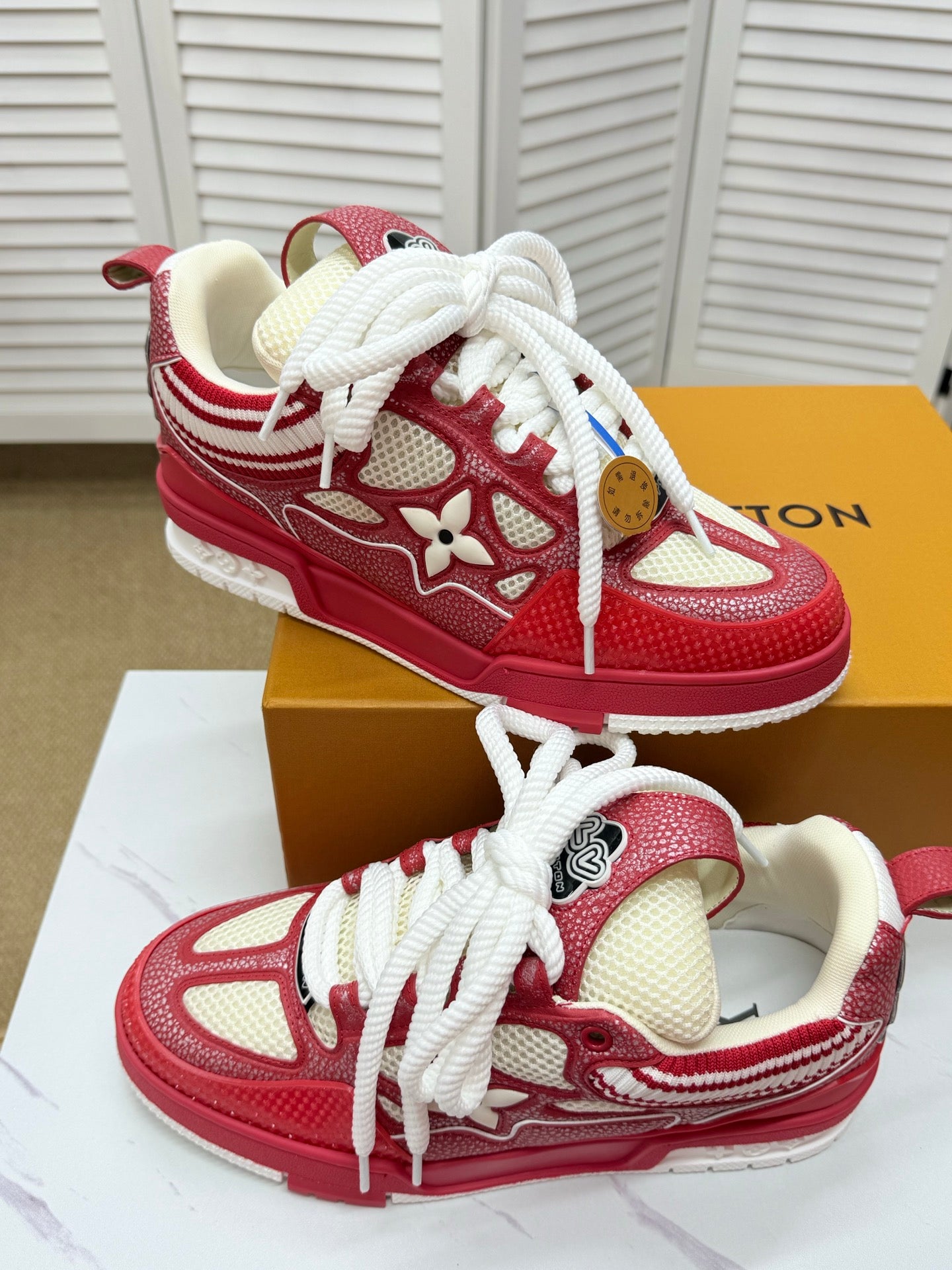 LV Trainer Sneakers - Red & White