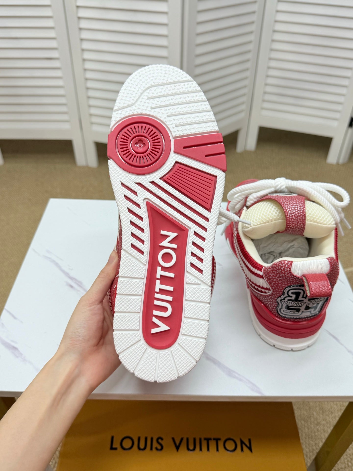 LV Trainer Sneakers - Red & White
