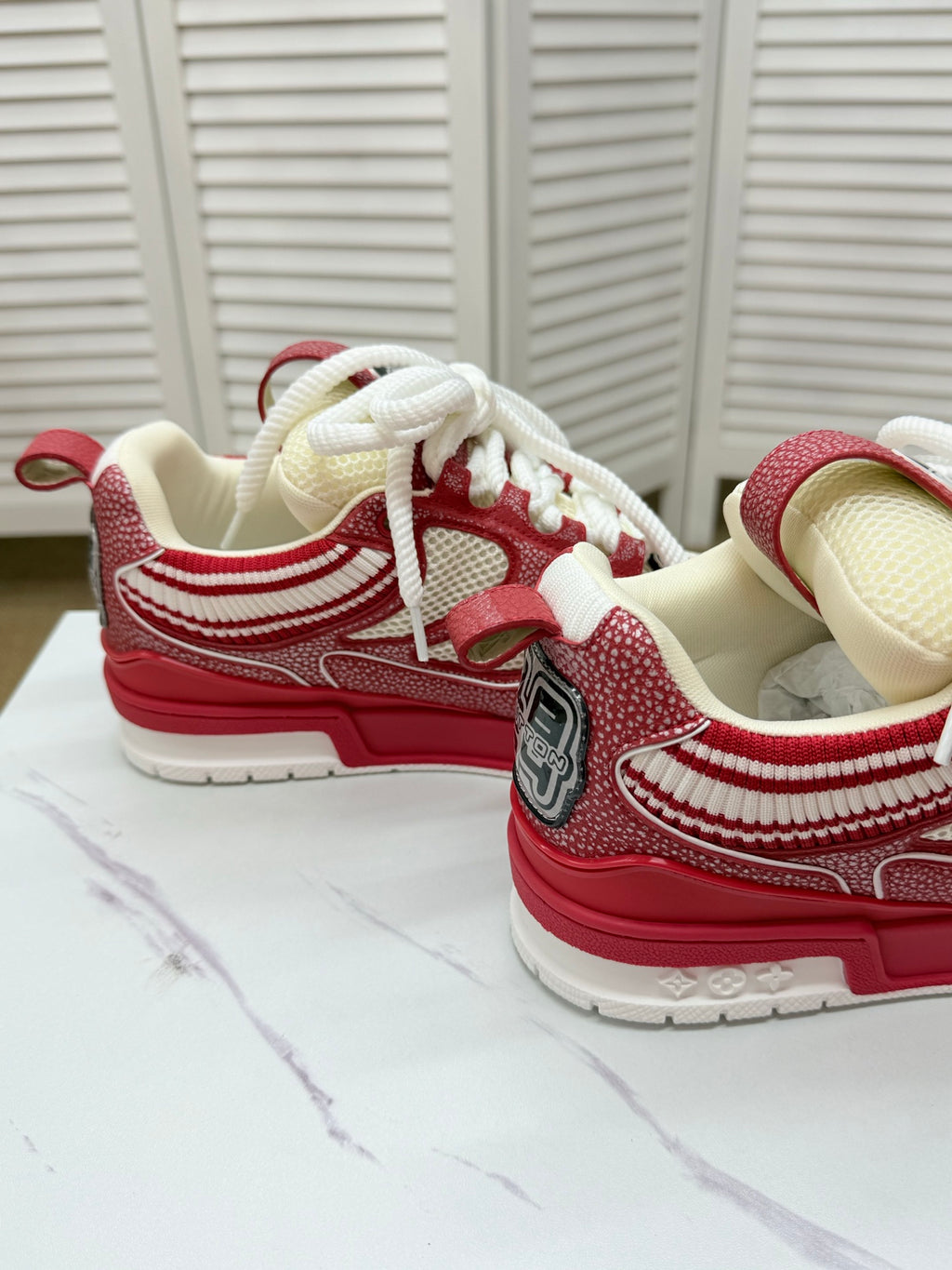 LV Trainer Sneakers - Red & White