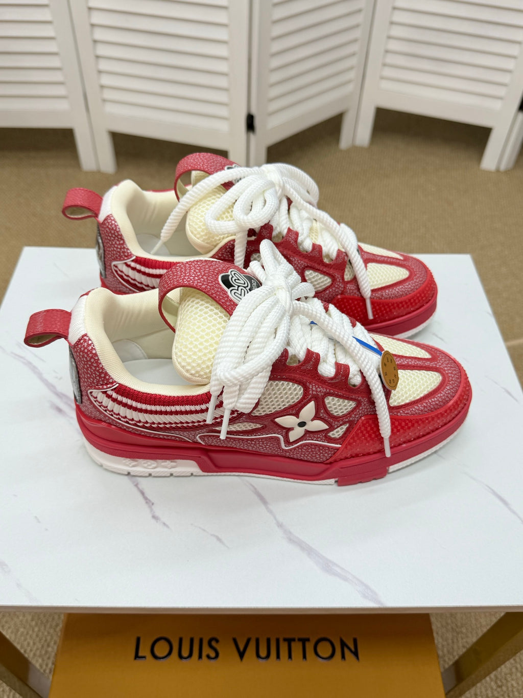 LV Trainer Sneakers - Red & White