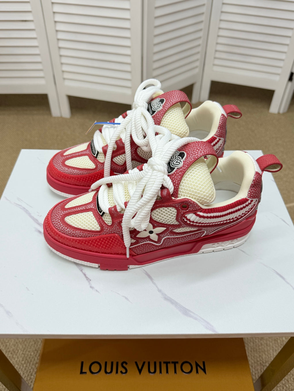 LV Trainer Sneakers - Red & White