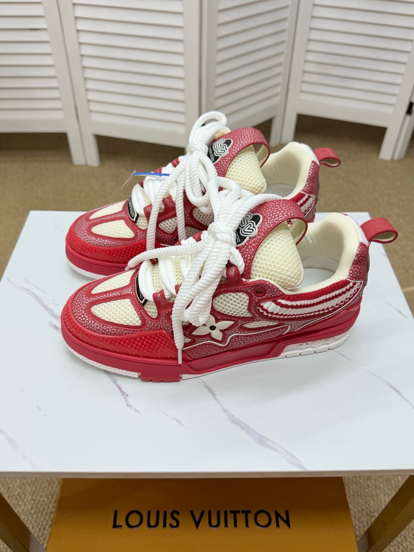 LV Trainer Sneakers - Red & White