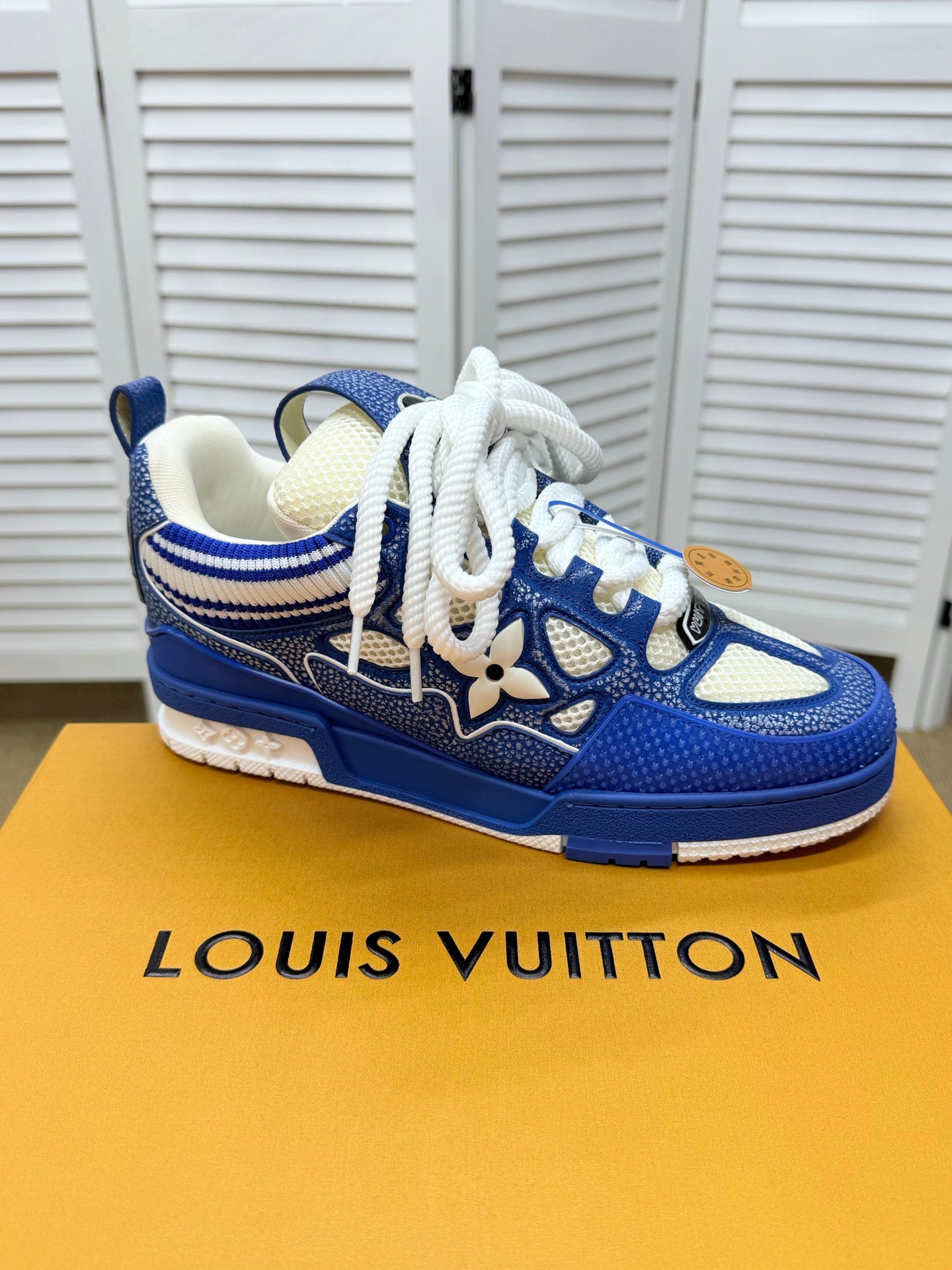 LV Trainer Sneakers - Blue & White