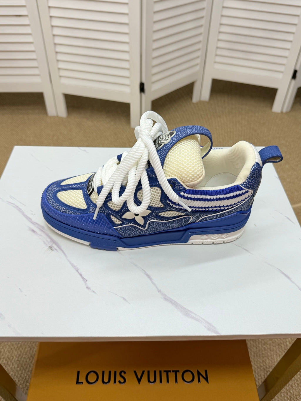 LV Trainer Sneakers - Blue & White