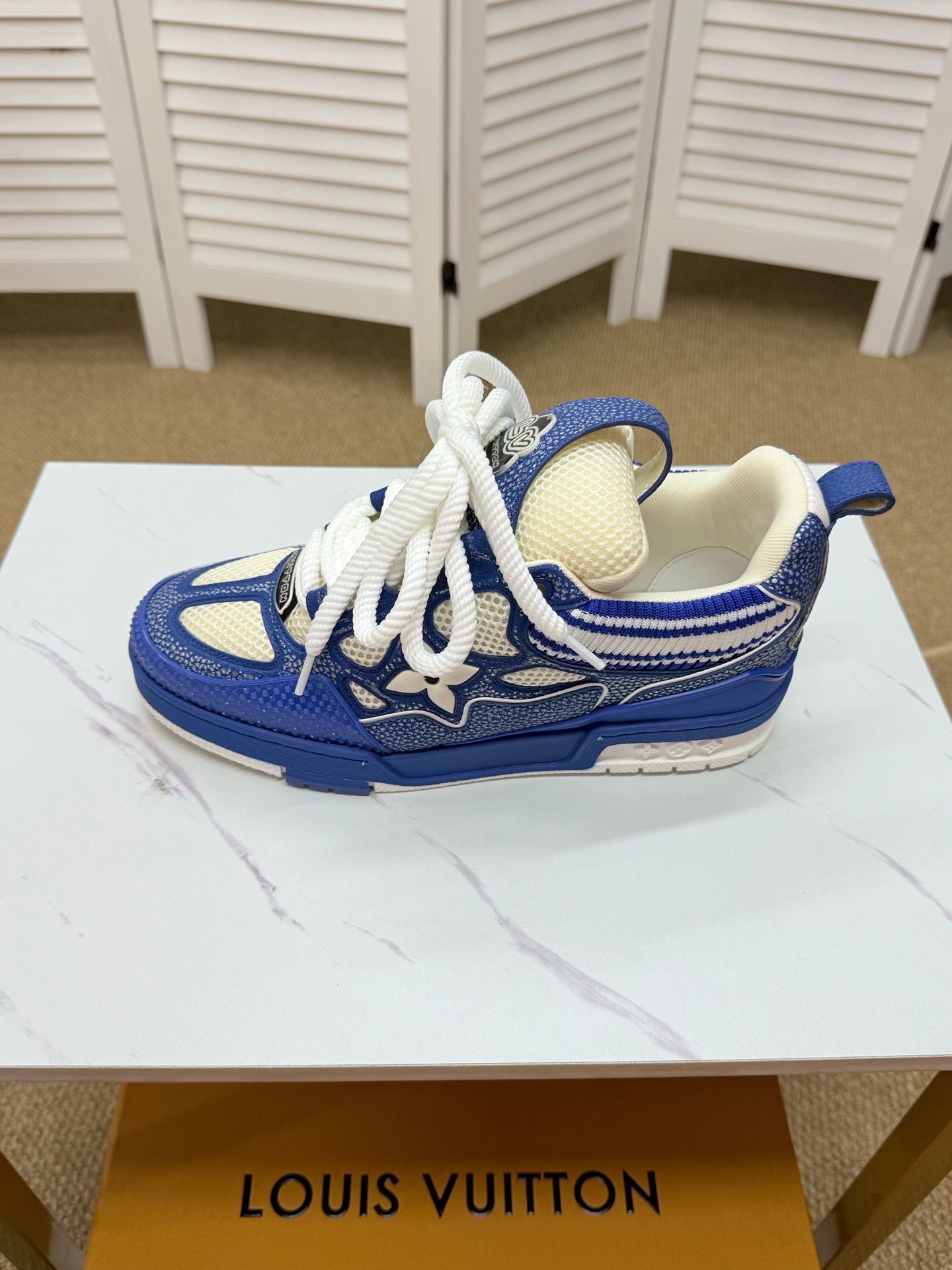 LV Trainer Sneakers - Blue & White
