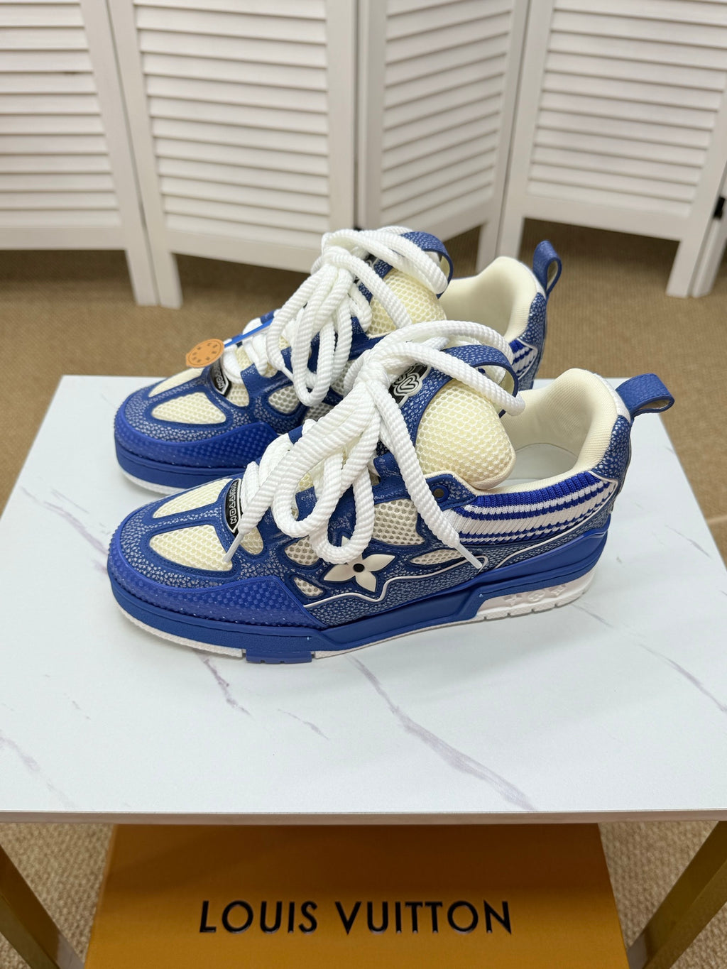 LV Trainer Sneakers - Blue & White