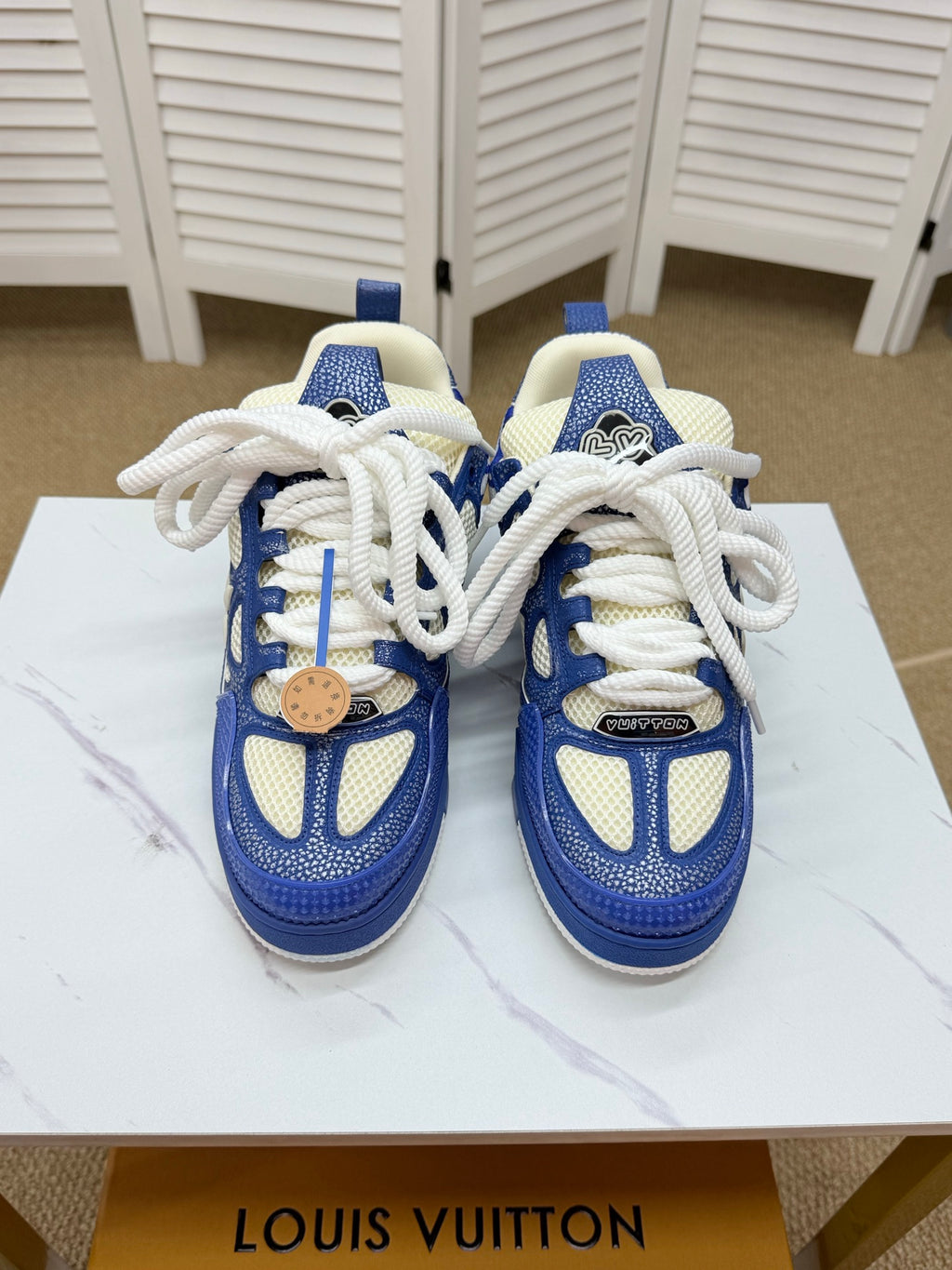 LV Trainer Sneakers - Blue & White