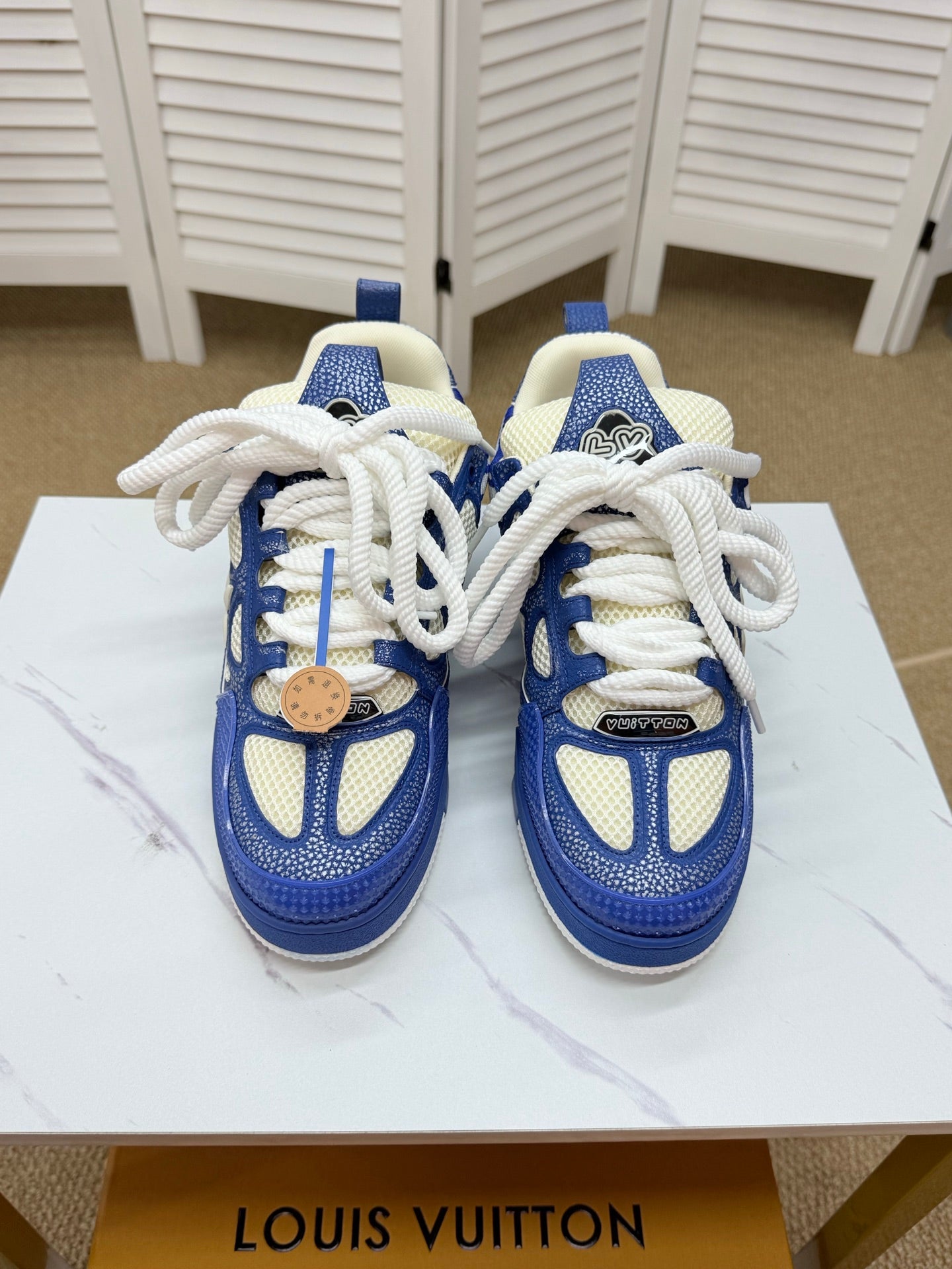 LV Trainer Sneakers - Blue & White