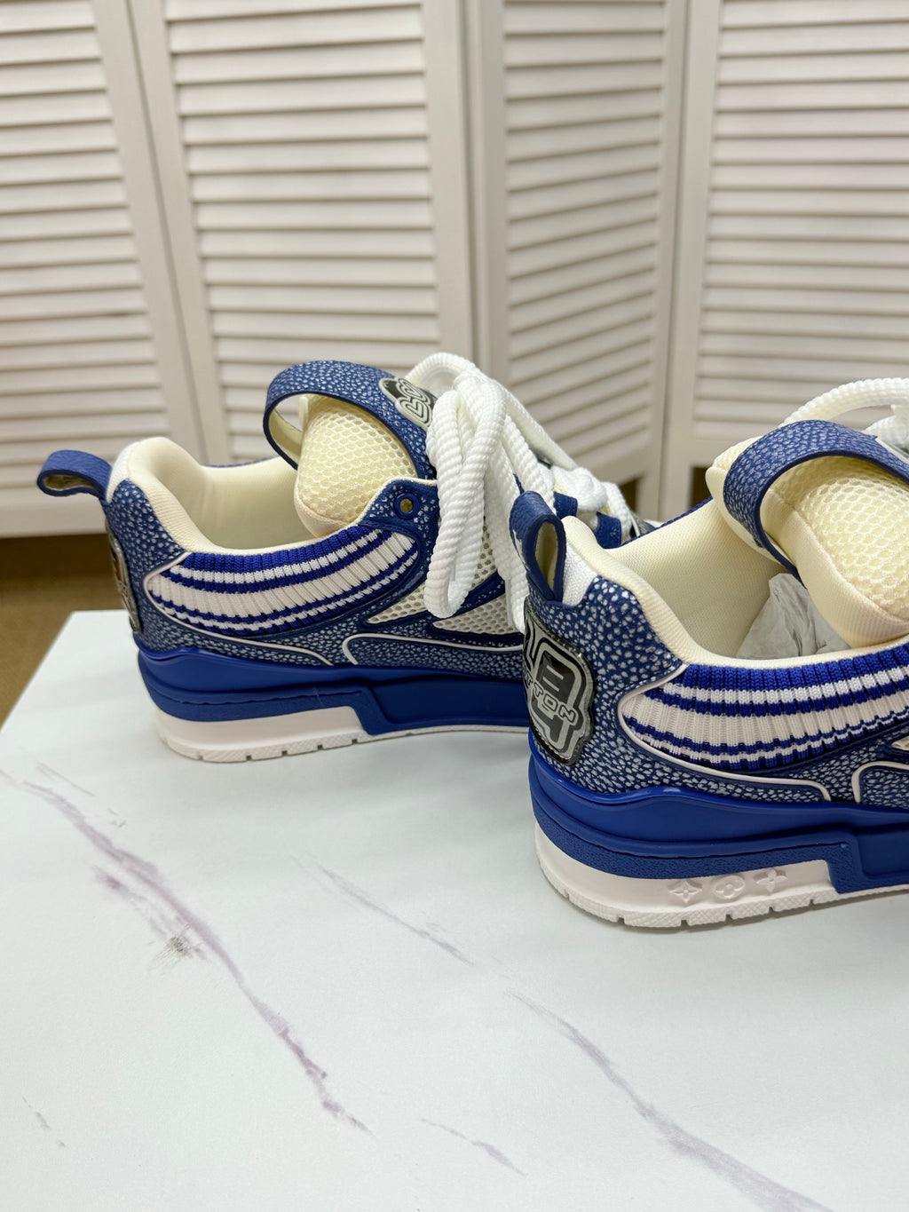 LV Trainer Sneakers - Blue & White