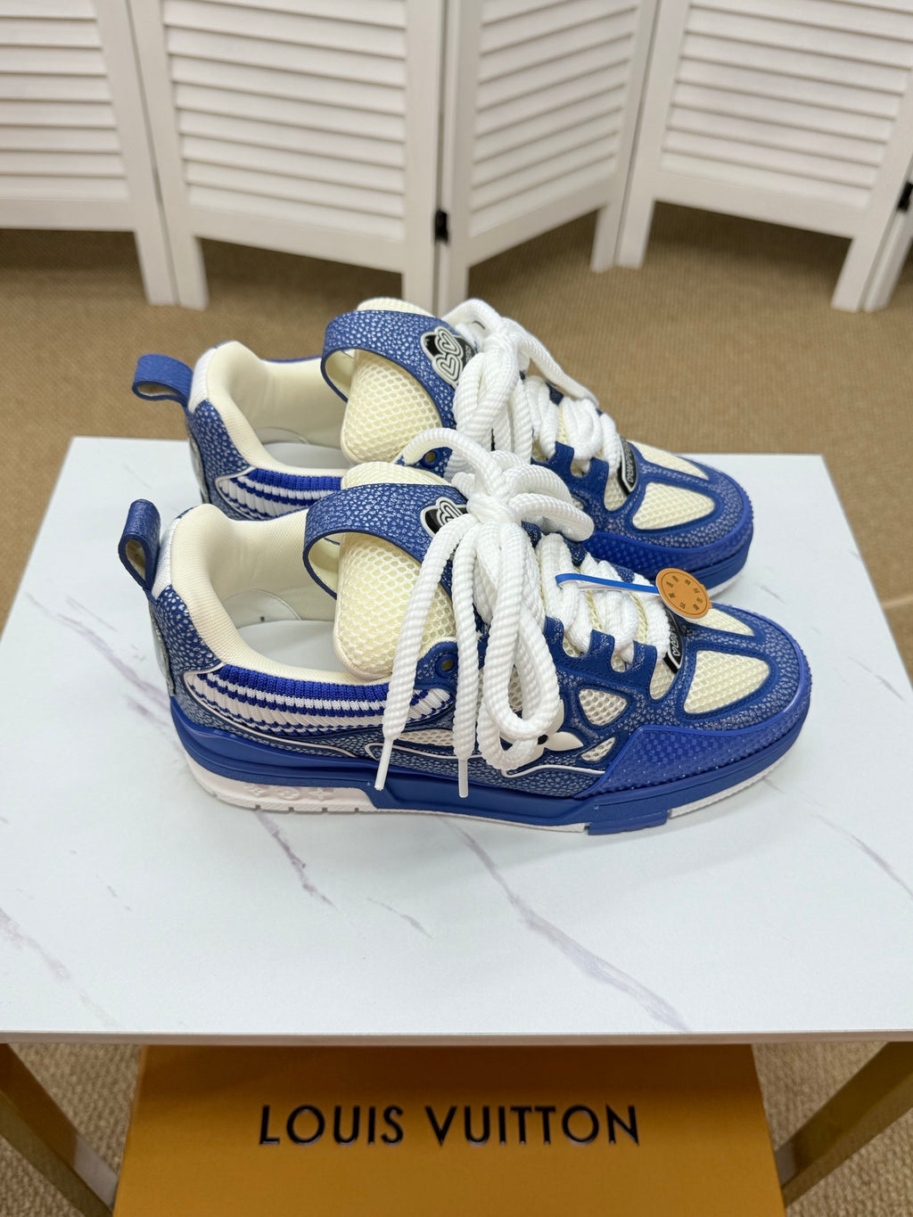 LV Trainer Sneakers - Blue & White