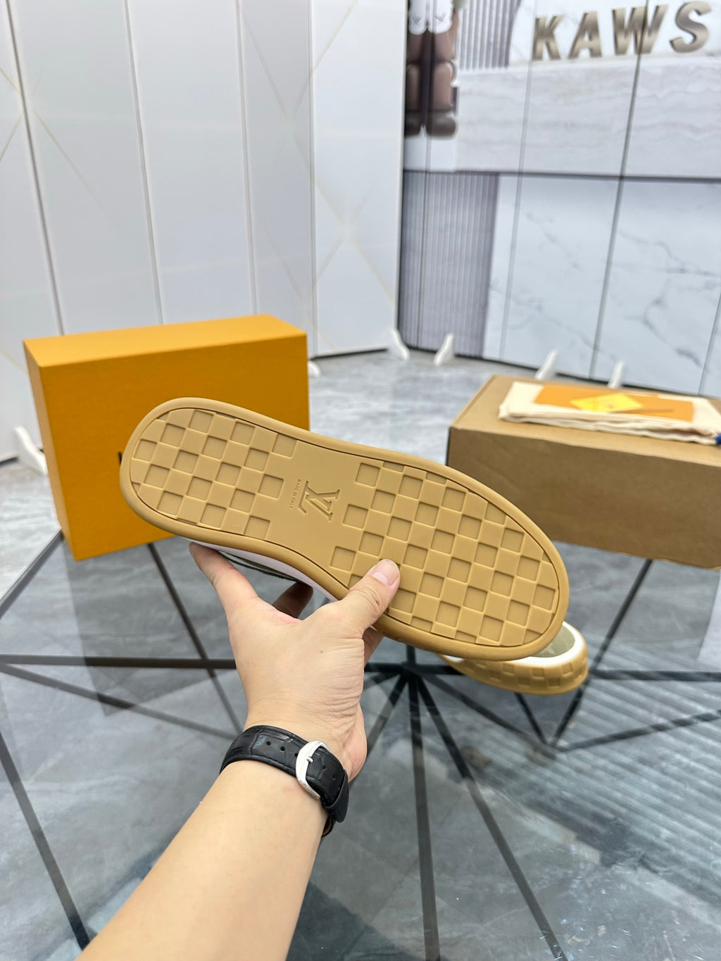 LV Platform Sneakers - Olive Green & Tan