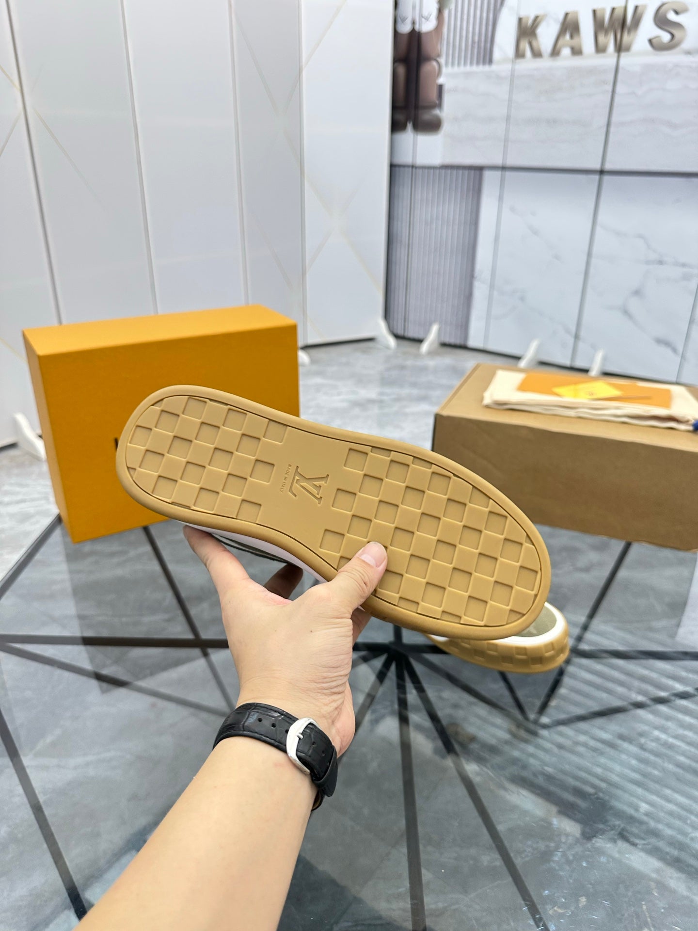 LV Platform Sneakers - Olive Green & Tan