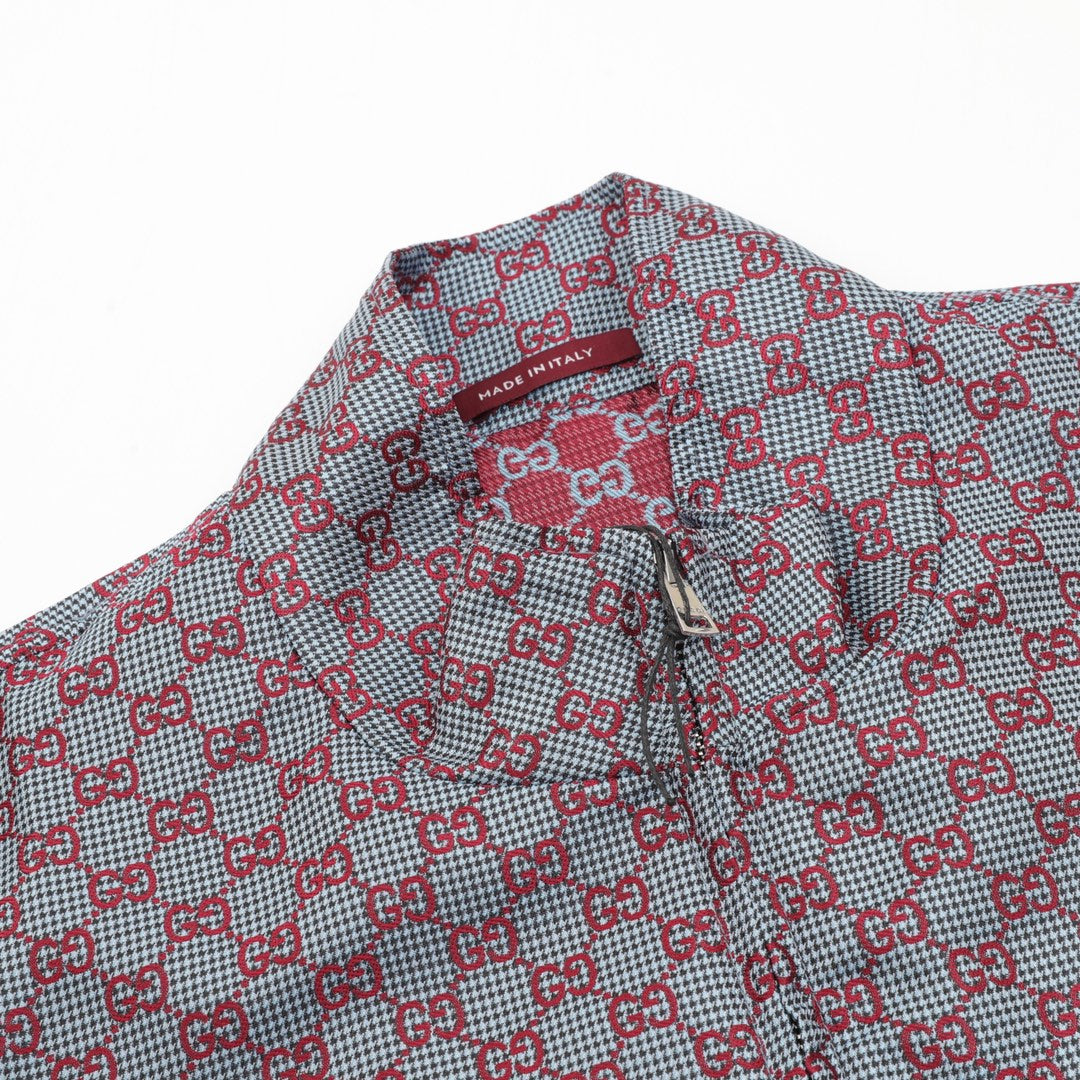 Gucci GG Houndstooth Monogram Zip Jacket