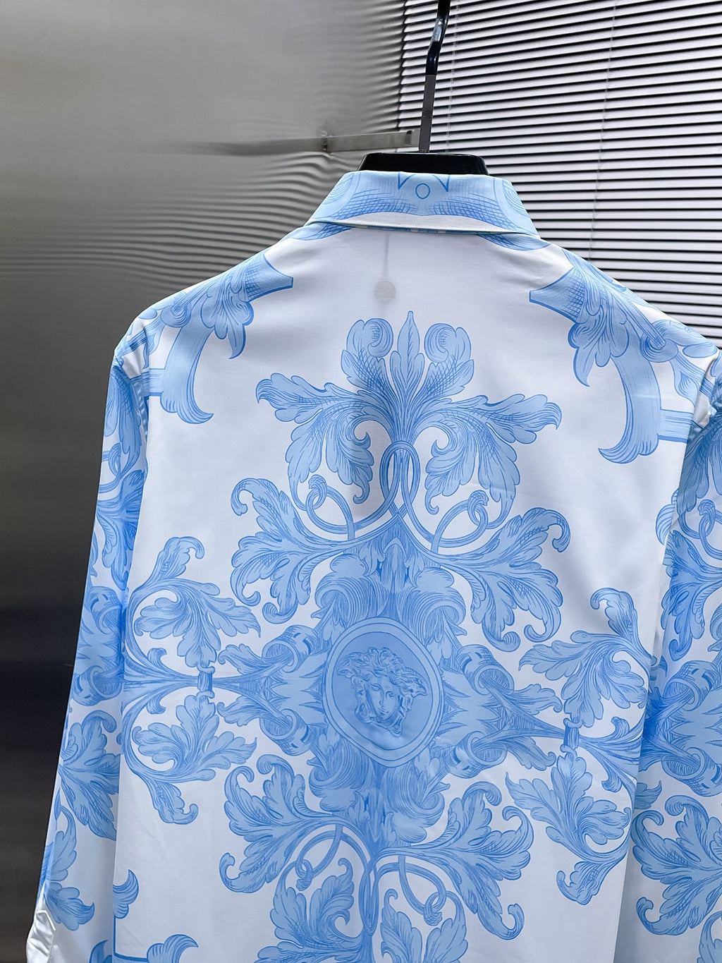 Versace Baroque Medusa Print Shirt - Light Blue & White
