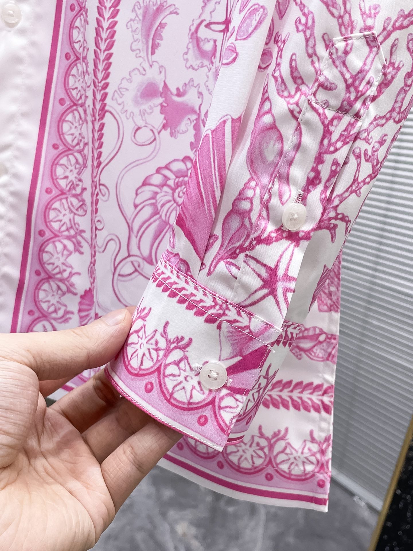 Versace Baroque Ocean Print Shirt - Pink