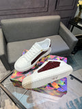 LV Court Sneakers - White & Burgundy Croc