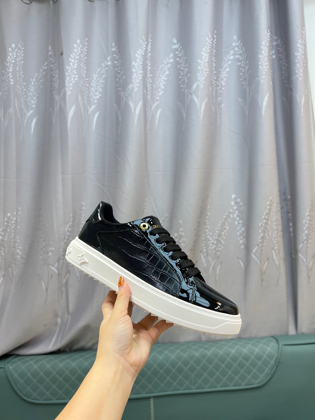 LV Court Sneakers - Black Patent Leather