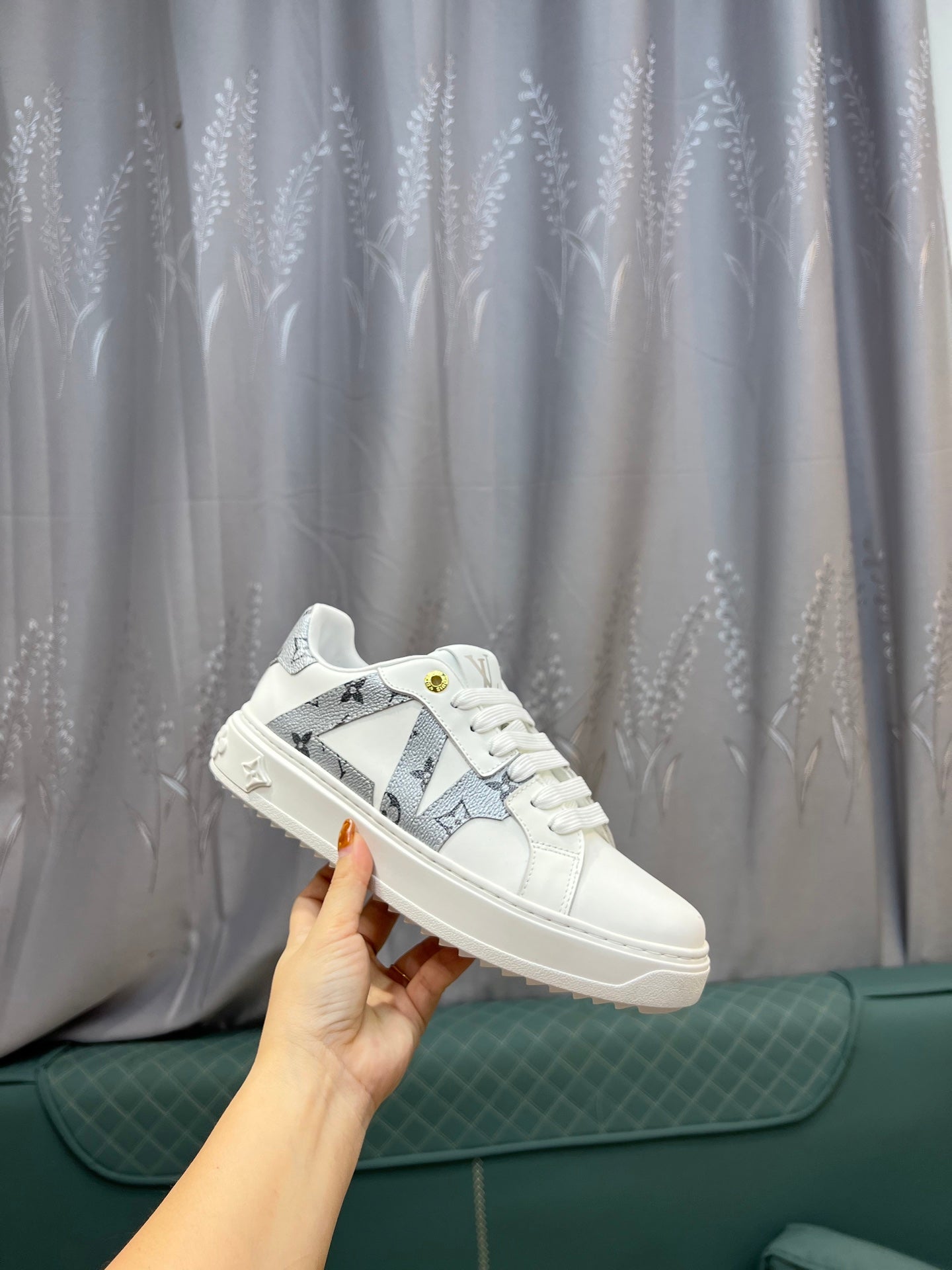 LV Court Sneakers - White & Silver Star