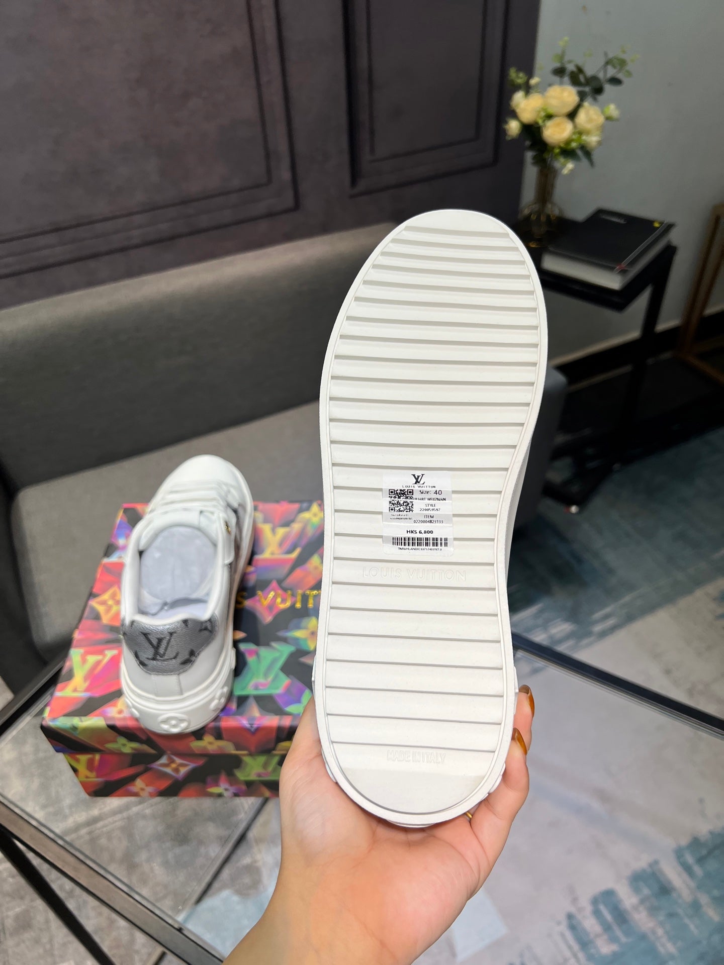 LV Court Sneakers - White & Silver Star