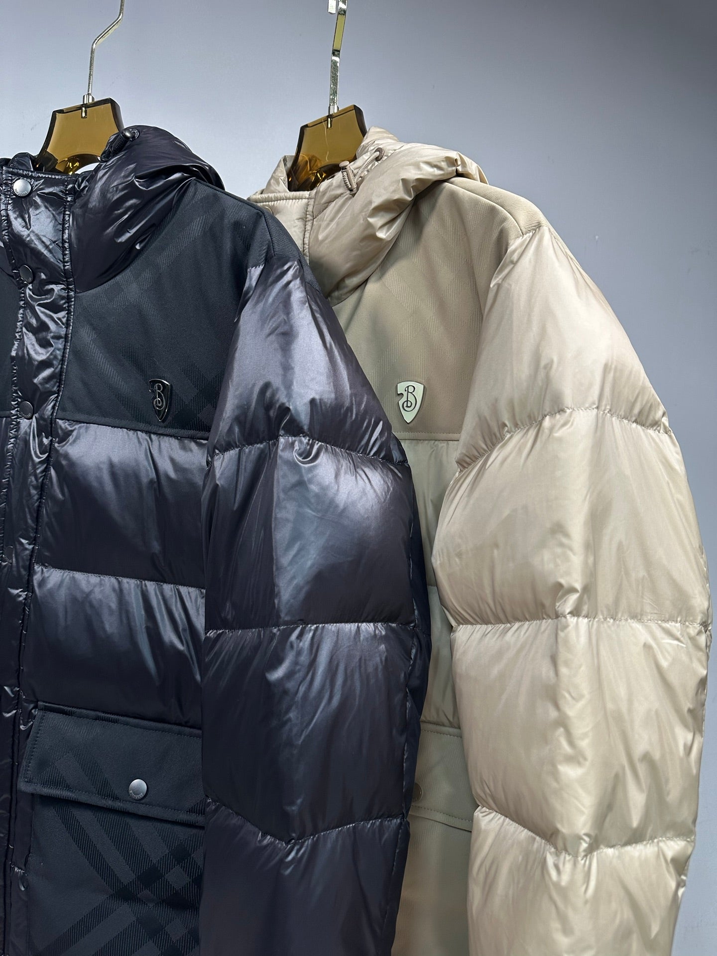 Burberry Check Panel Puffer Jacket Black