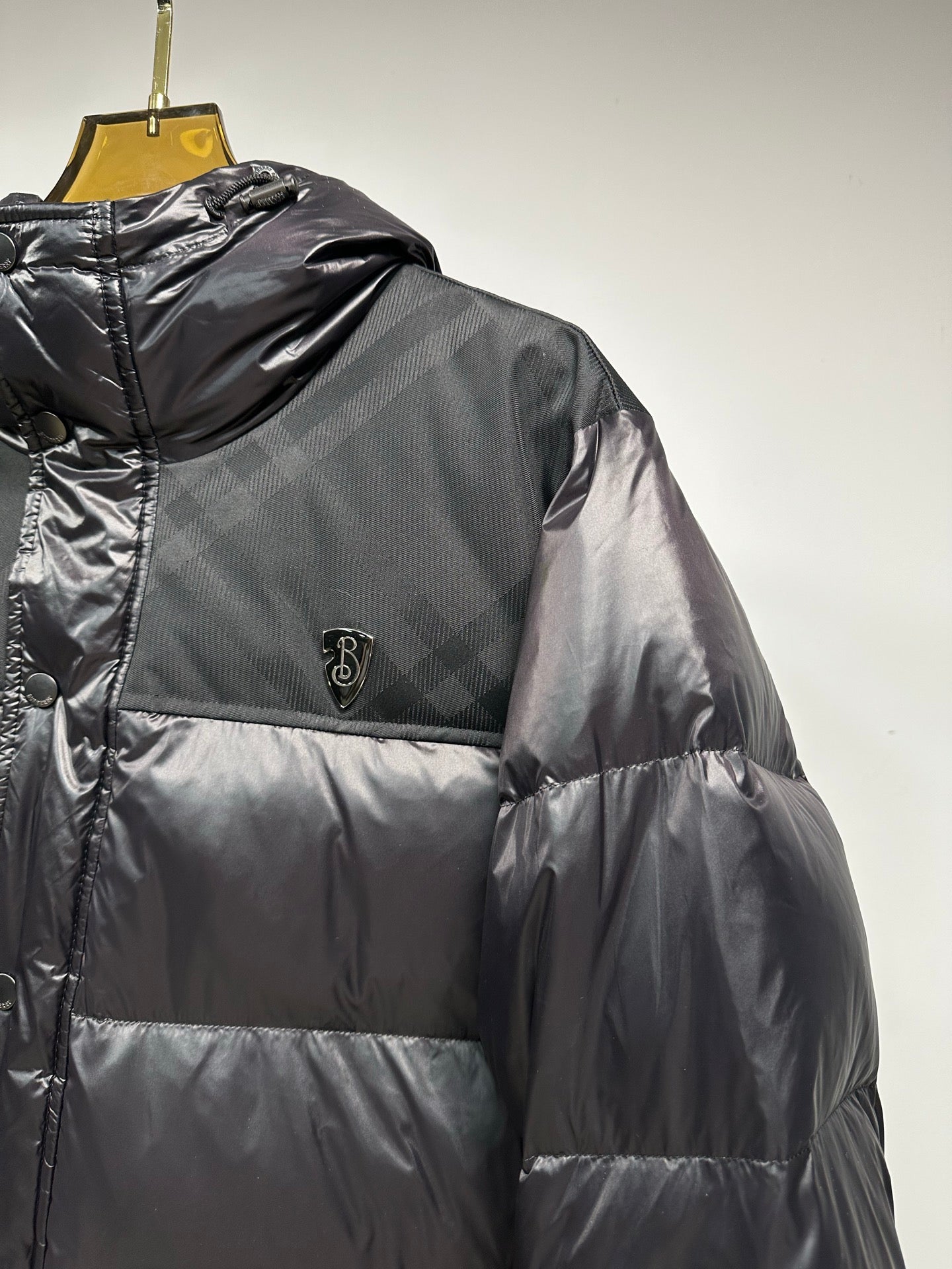 Burberry Check Panel Puffer Jacket Black