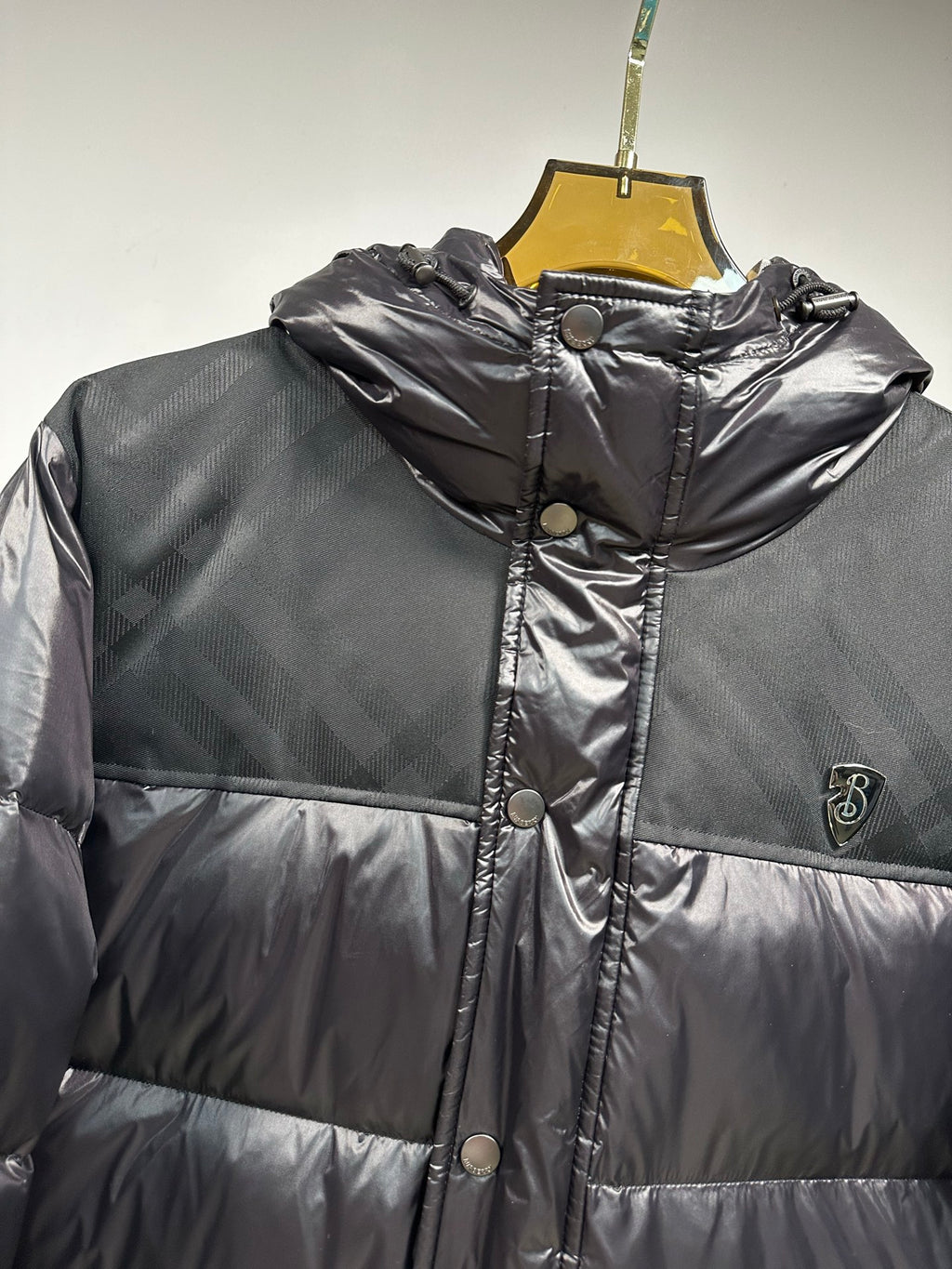 Burberry Check Panel Puffer Jacket Black