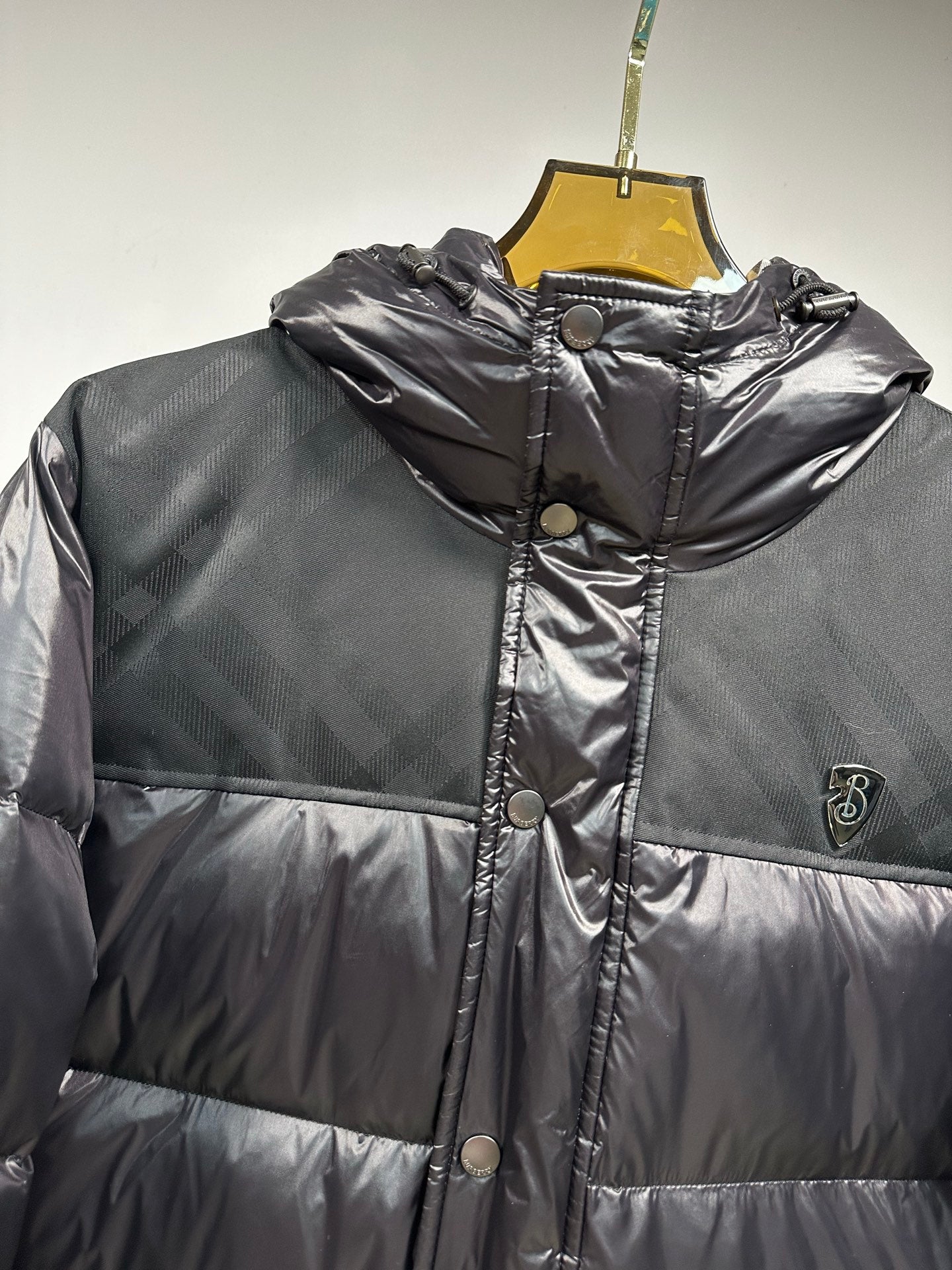 Burberry Check Panel Puffer Jacket Black